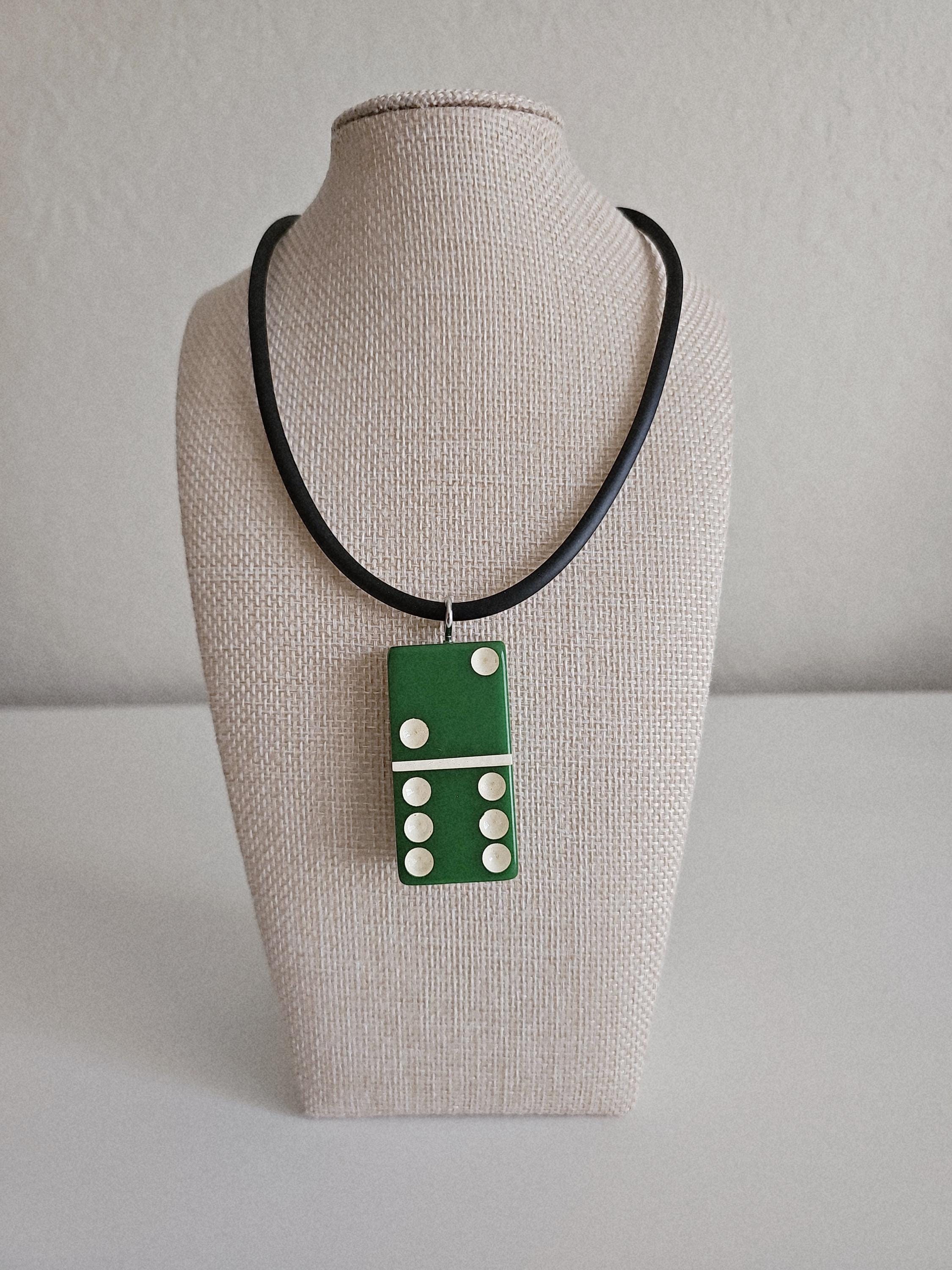 Series 2: Vintage Puremco Domino Necklace, Mid-century, Green, Number 18 of 28