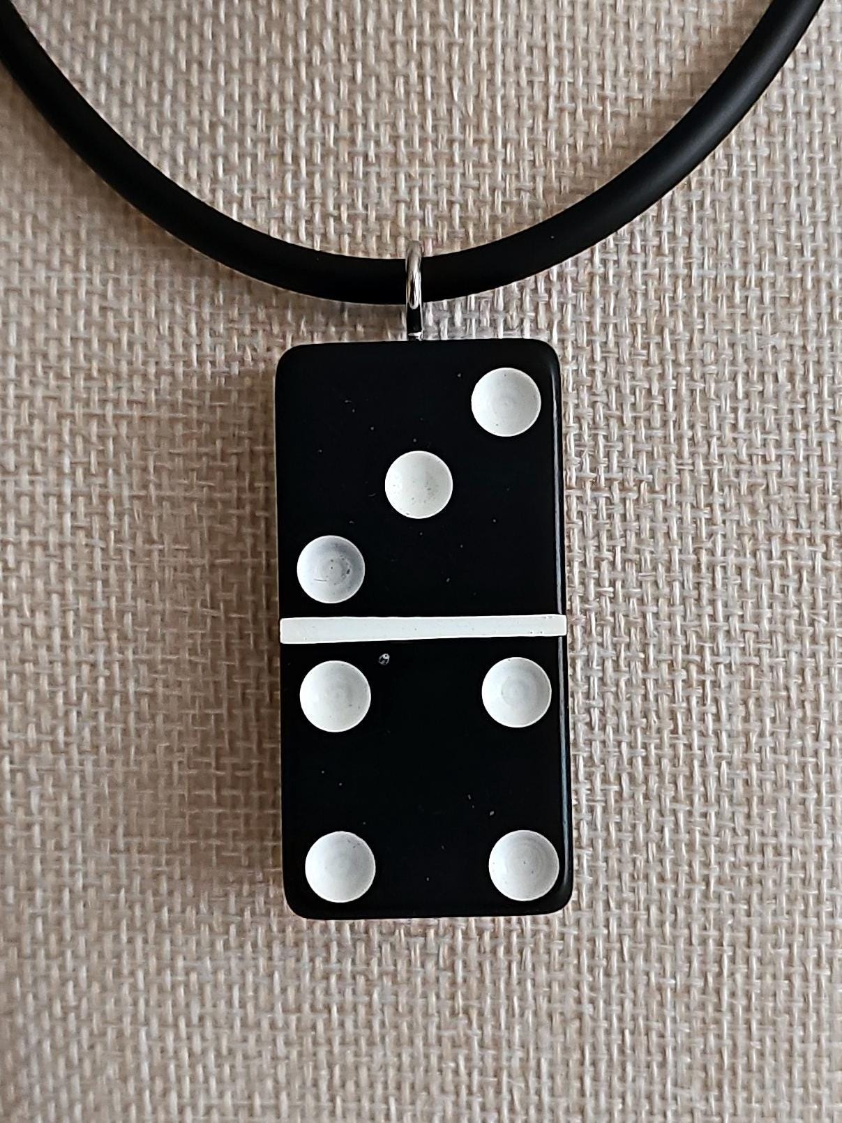 Series 5: Vintage Puremco Domino Necklace, Mid-century, Black, Number 14 of 17