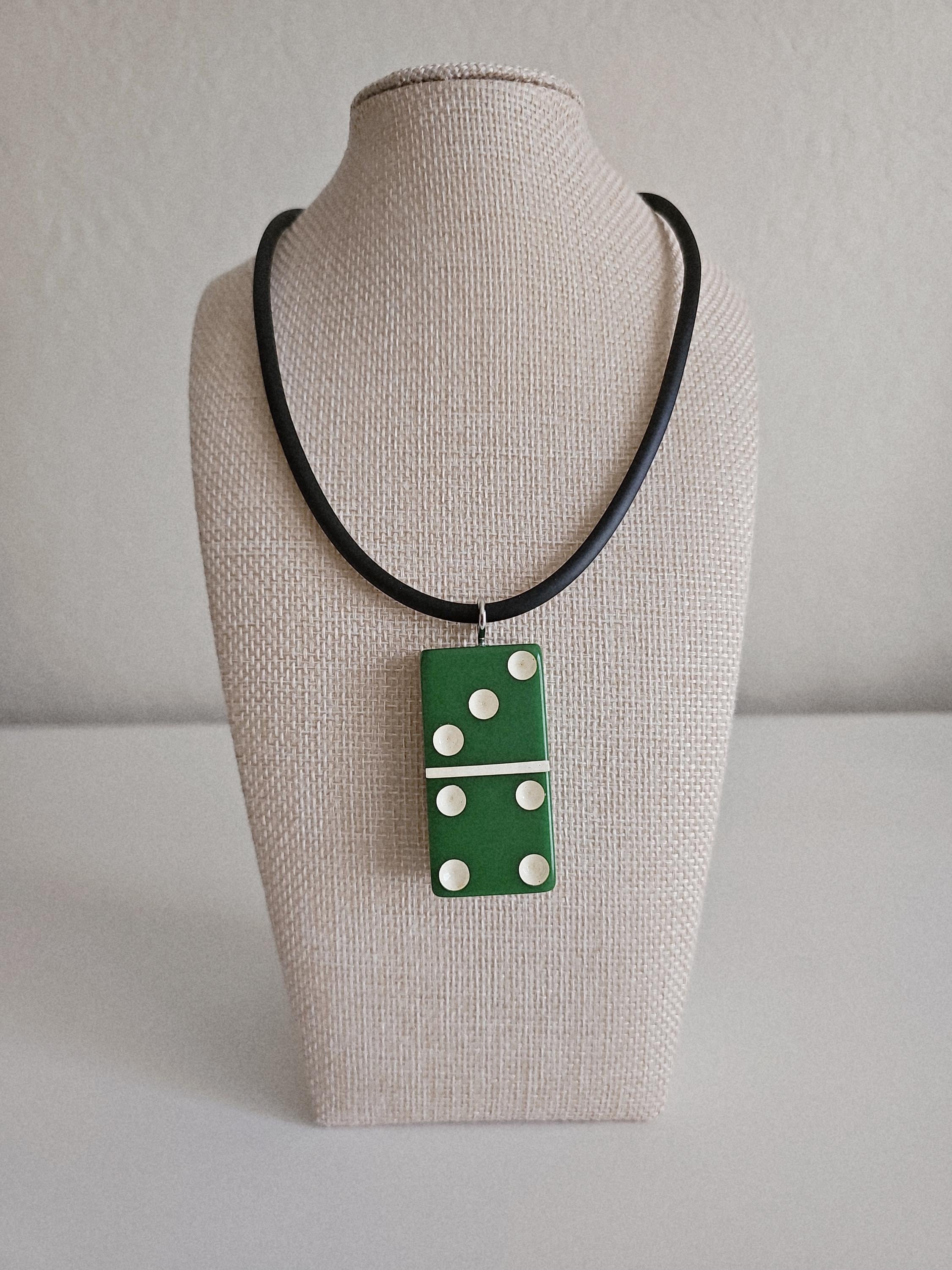 Series 2: Vintage Puremco Domino Necklace, Mid-century, Green, Number 20 of 28