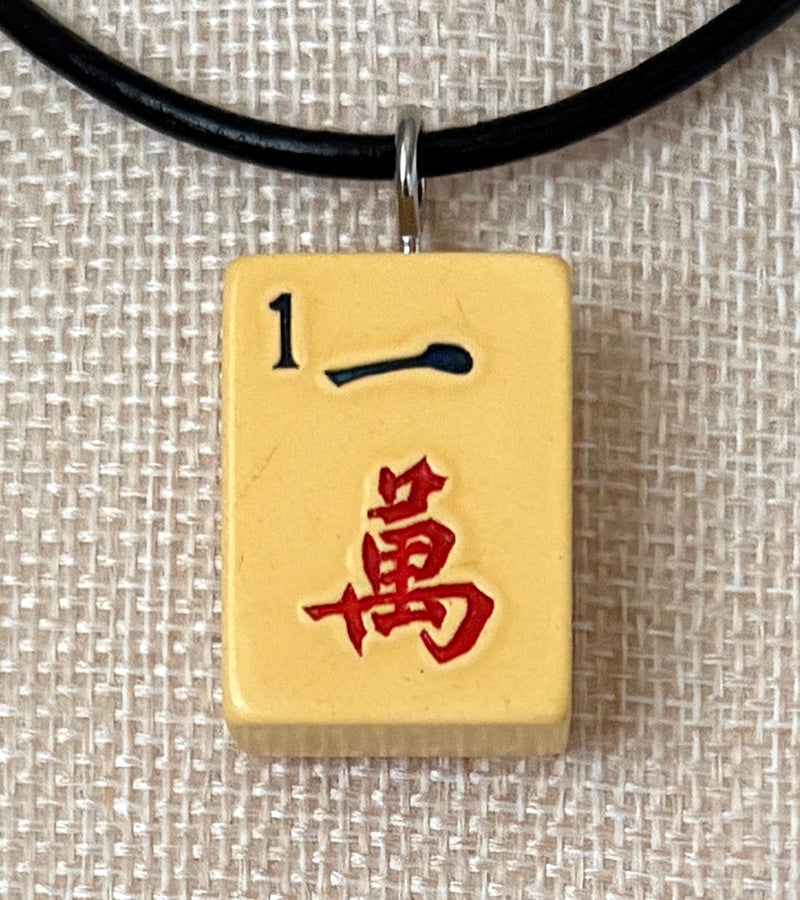 Series 11: Necklace from 1930s-1940s Vintage Mahjong Tile, One Crak, Number 10 of 144