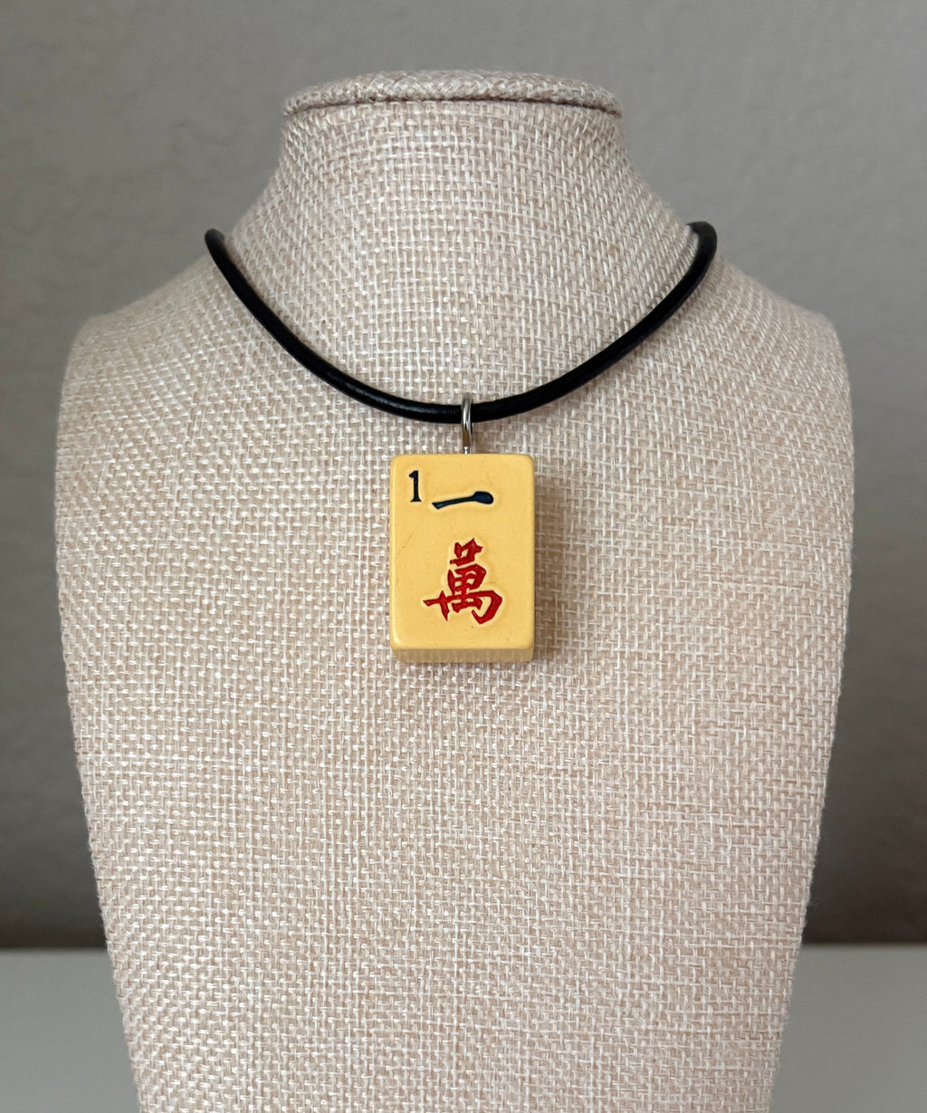 Series 11: Necklace from 1930s-1940s Vintage Mahjong Tile, One Crak, Number 10 of 144