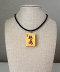 Series 11: Necklace from 1930s-1940s Vintage Mahjong Tile, Five Crak, Number 14 of 144