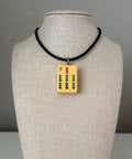 Series 11: Necklace from 1930s-1940s Vintage Mahjong Tile, Seven Bam, Number 25 of 144