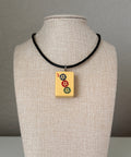 Series 11: Necklace from 1930s-1940s Vintage Mahjong Tile, Three Dot, Number 3 of 144