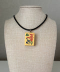 Series 11: Necklace from 1930s-1940s Vintage Mahjong Tile, Flower - Plum, Number 32 of 144