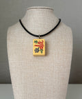 Series 11: Necklace from 1930s-1940s Vintage Mahjong Tile, Flower - Bamboo, Number 33 of 144