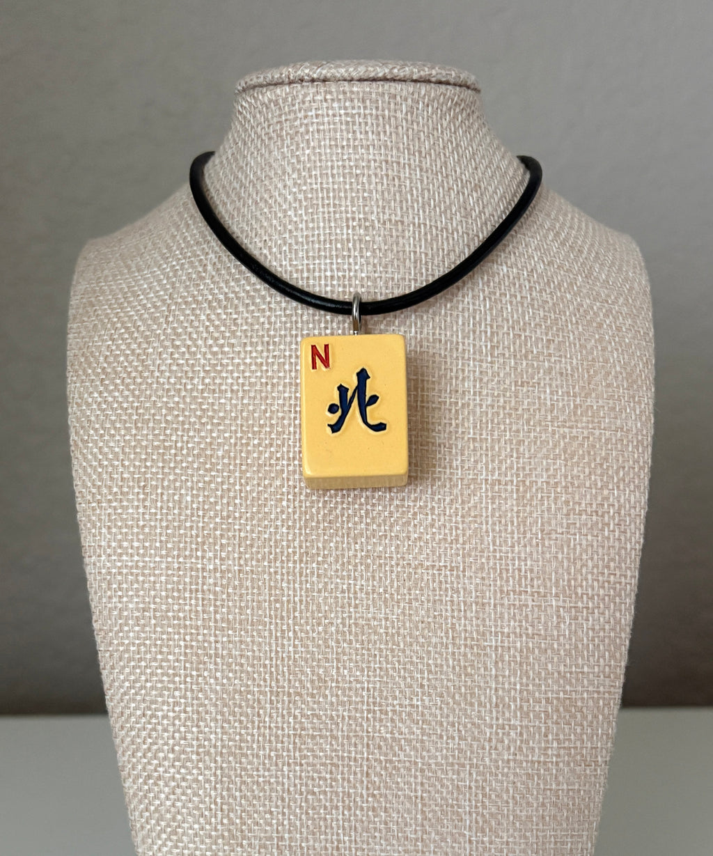 Series 11: Necklace from 1930s-1940s Vintage Mahjong Tile, North, Number 34 of 144