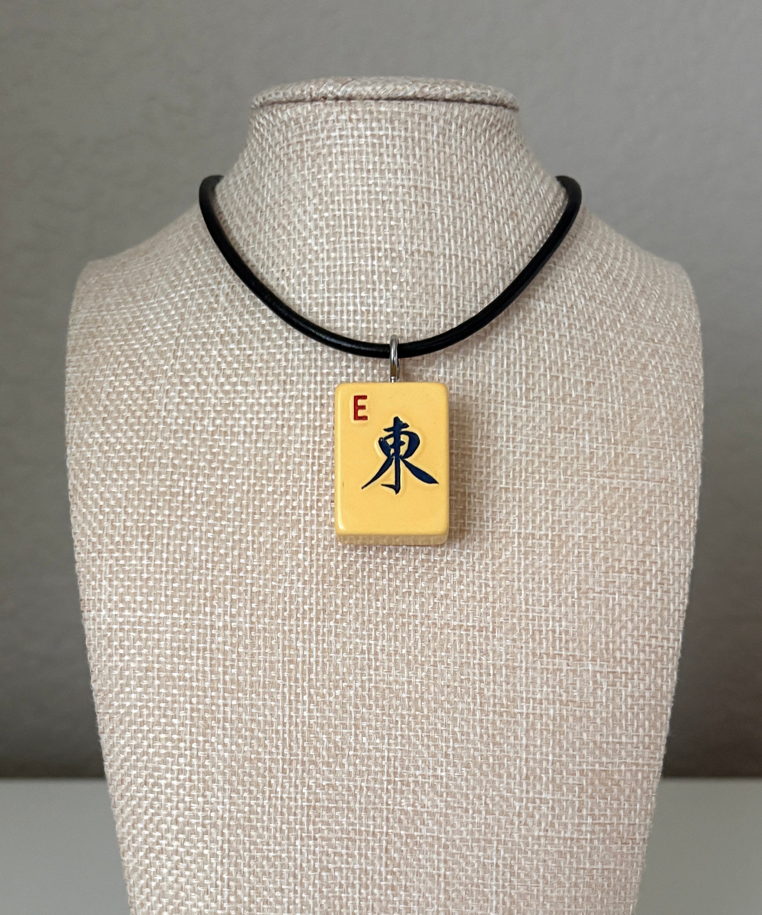Series 11: Necklace from 1930s-1940s Vintage Mahjong Tile, East, Number 35 of 144