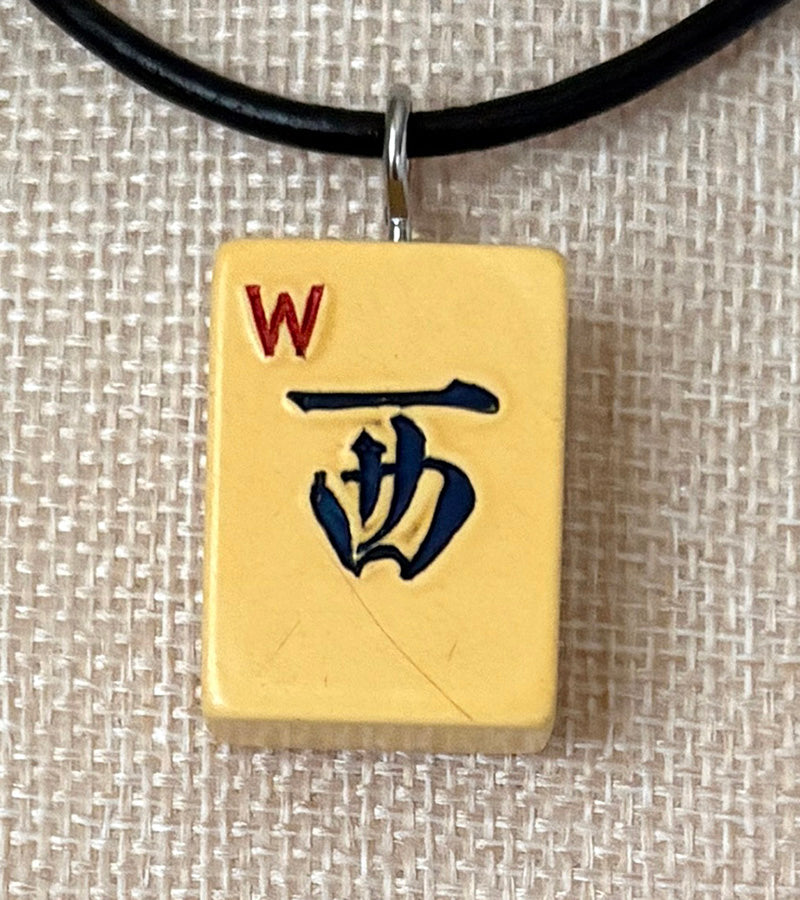 Series 11: Necklace from 1930s-1940s Vintage Mahjong Tile, West, Number 36 of 144