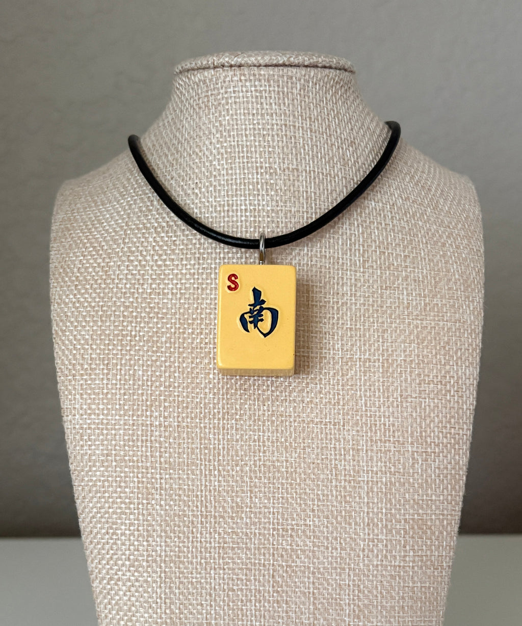 Series 11: Necklace from 1930s-1940s Vintage Mahjong Tile, South, Number 37 of 144