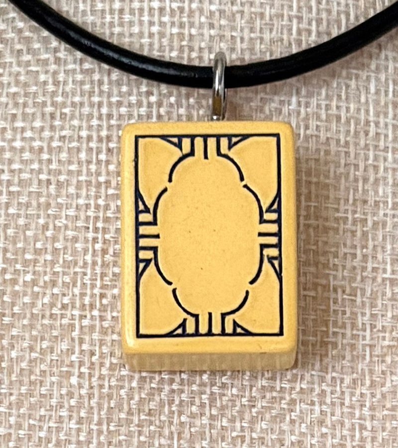 Series 11: Necklace from 1930s-1940s Vintage Mahjong Tile, White Dragon, Number 40 of 144