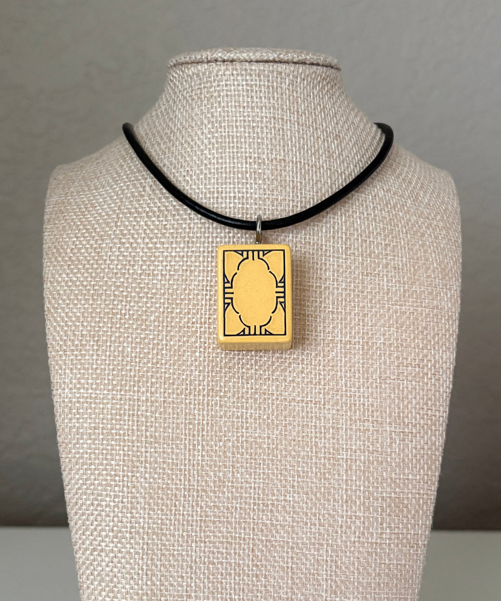 Series 11: Necklace from 1930s-1940s Vintage Mahjong Tile, White Dragon, Number 40 of 144