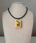 Series 11: Necklace from 1930s-1940s Vintage Mahjong Tile, Seven Dot, Number 7 of 144