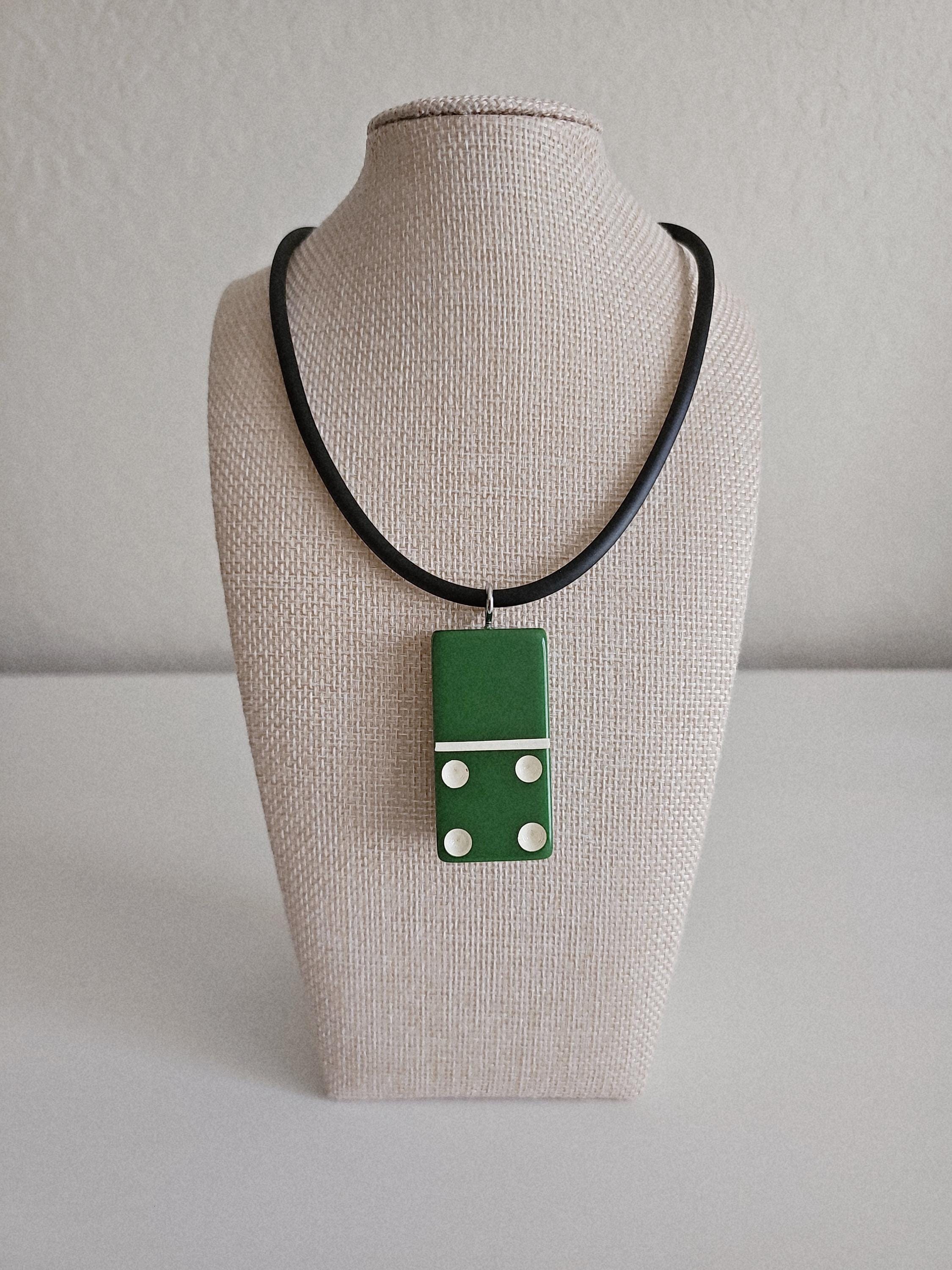 Series 2: Vintage Puremco Domino Necklace, Mid-century, Green, Number 5 of 28