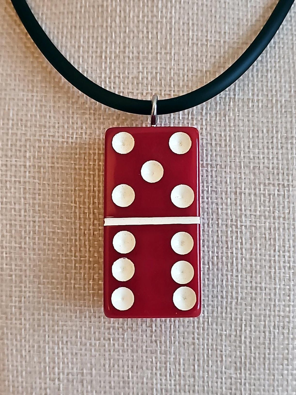 Series 3: Vintage Puremco Domino Necklace, Mid-century, Red, Number 27 of 28
