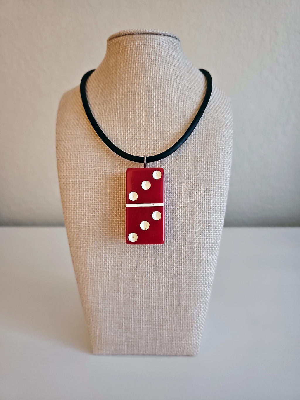 Series 3: Vintage Puremco Domino Necklace, Mid-century, Red, Number 19 of 28