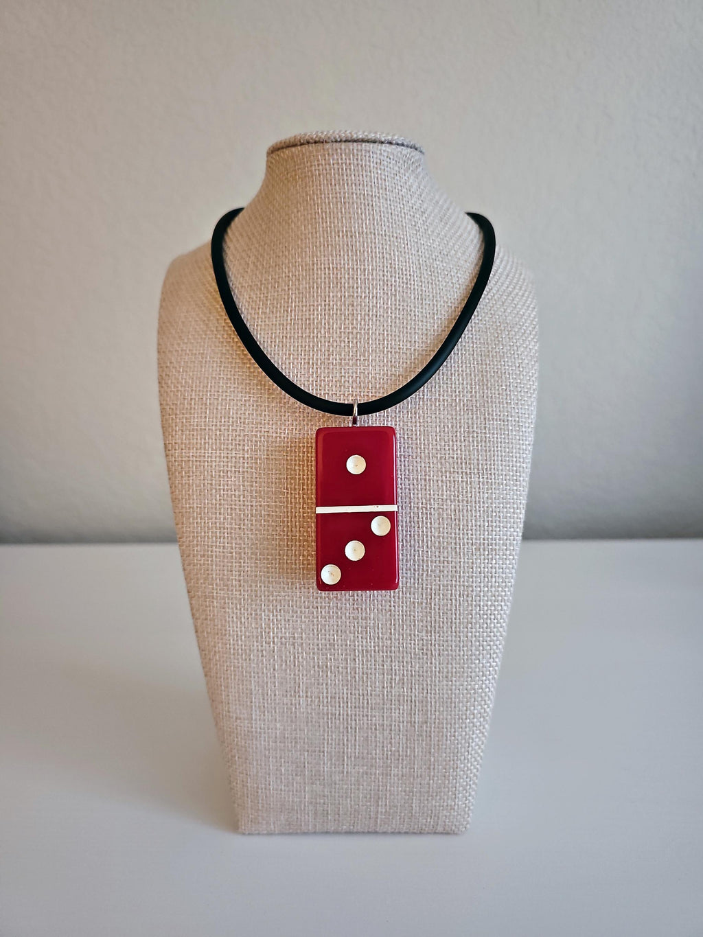 Series 3: Vintage Puremco Domino Necklace, Mid-century, Red, Number 10 of 28