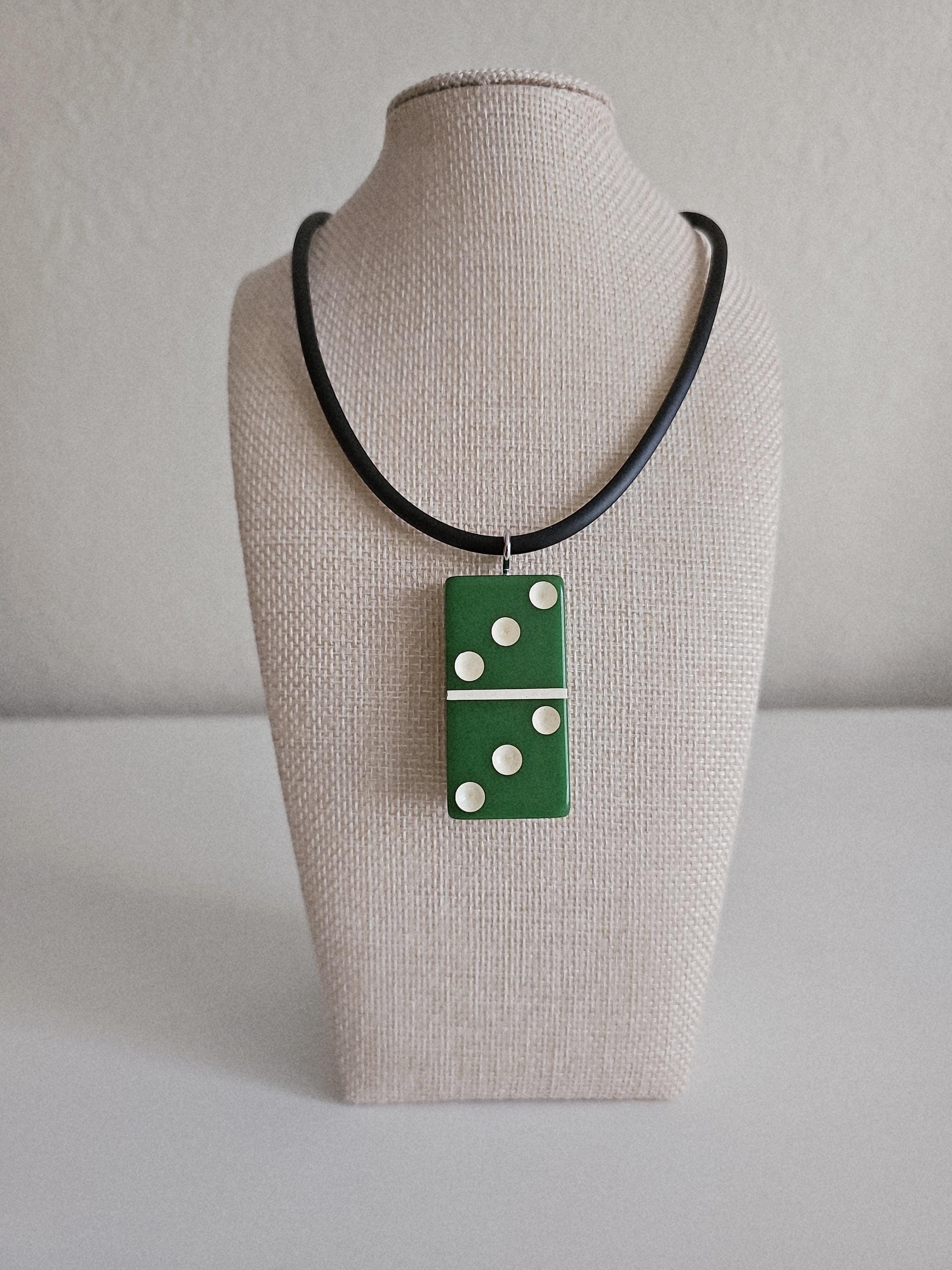 Series 2: Vintage Puremco Domino Necklace, Mid-century, Green, Number 19 of 28