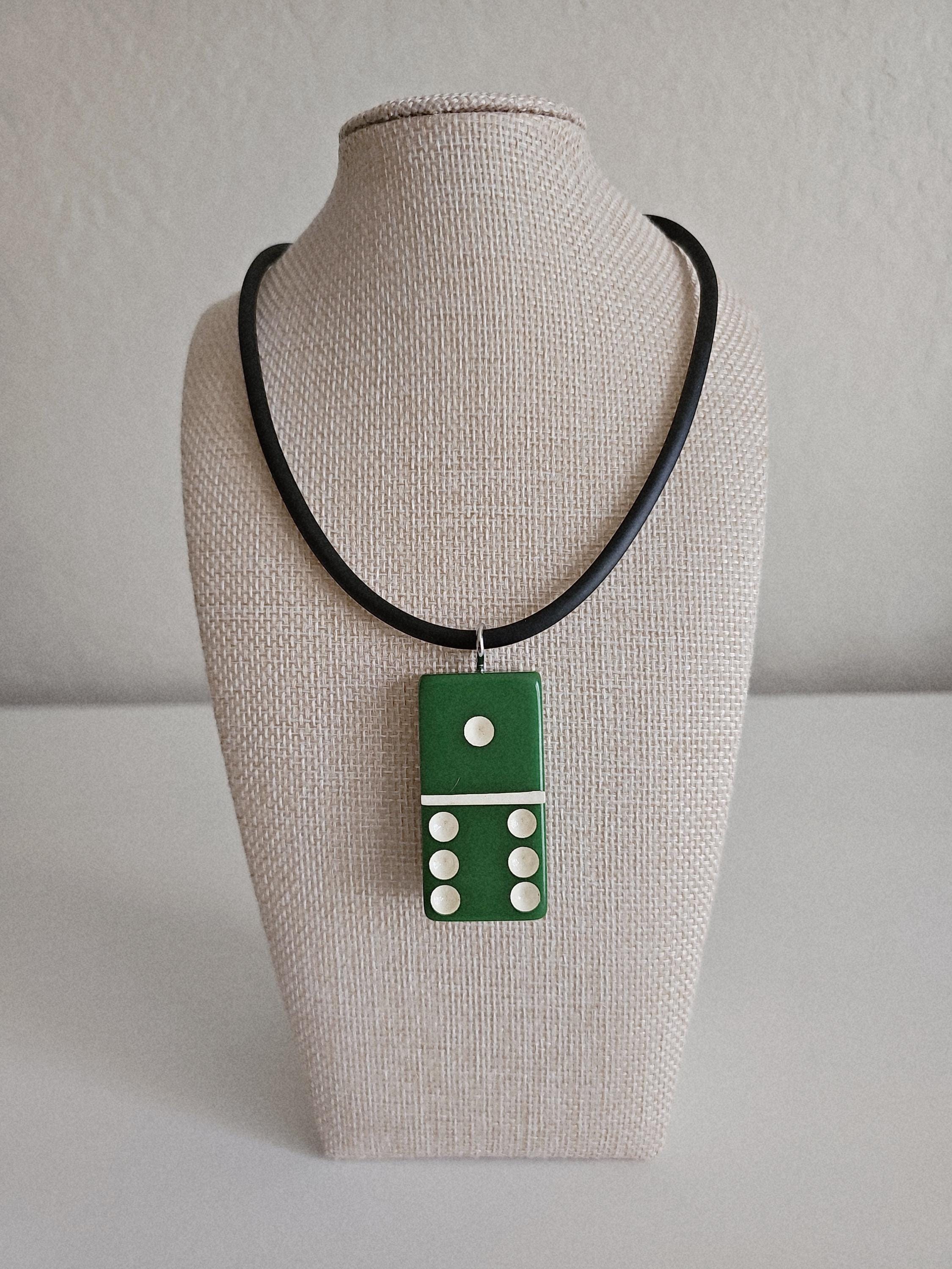 Series 2: Vintage Puremco Domino Necklace, Mid-century, Green, Number 13 of 28