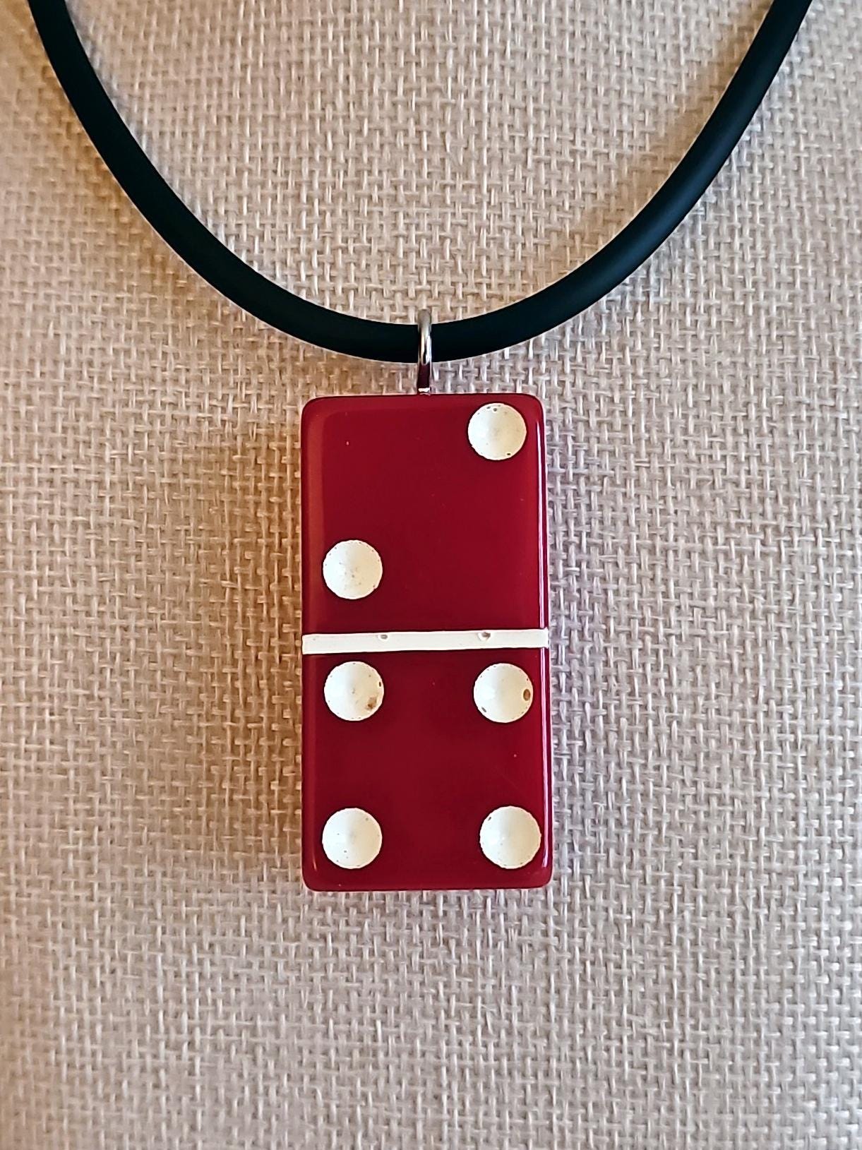 Series 3: Vintage Puremco Domino Necklace, Mid-century, Red, Number 16 of 28