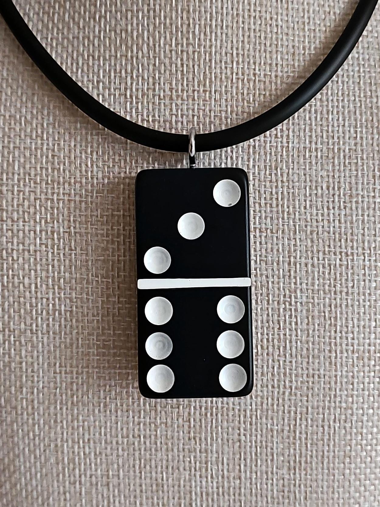 Series 5: Vintage Puremco Domino Necklace, Mid-century, Black, Number 15 of 17