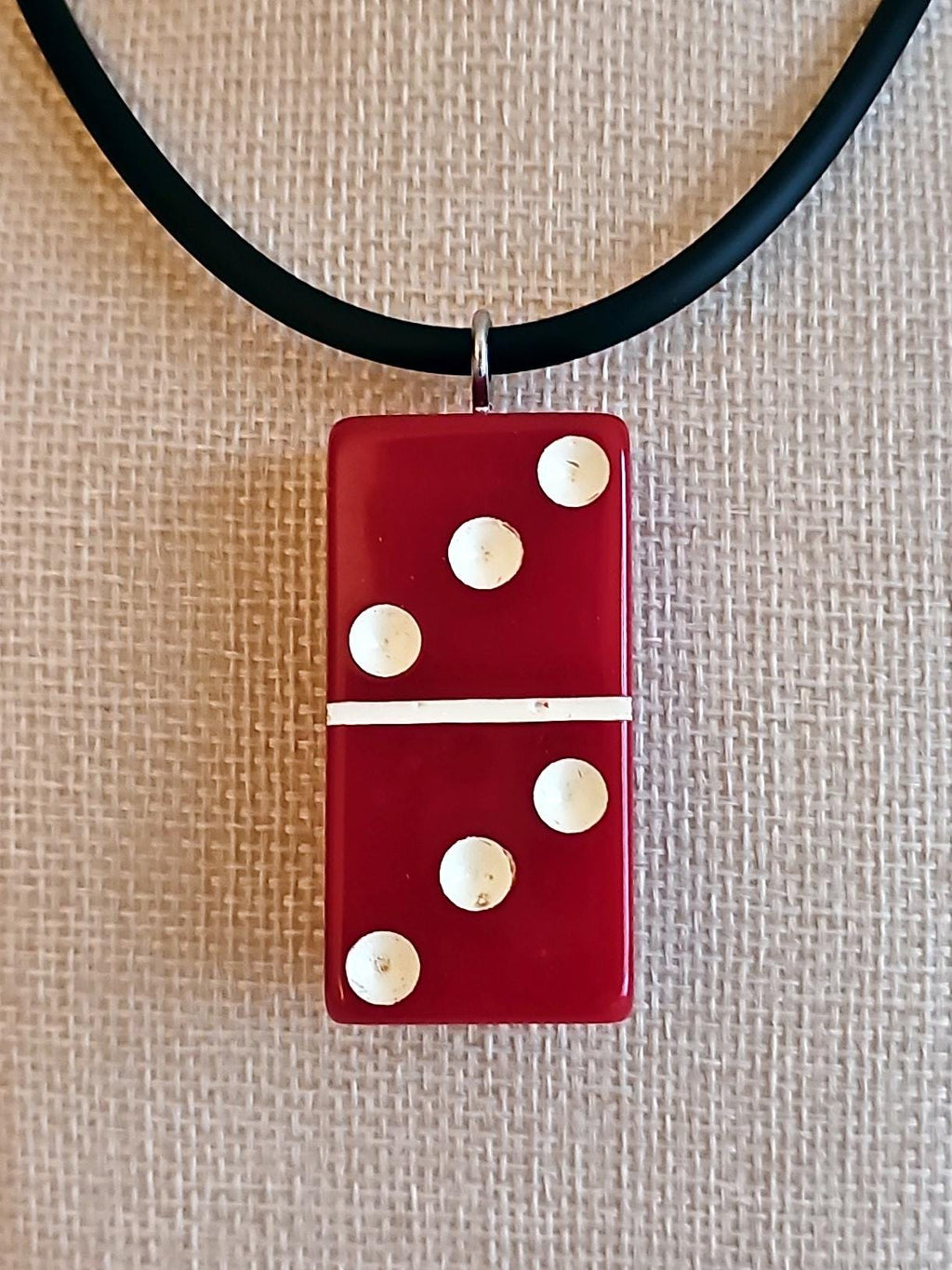 Series 3: Vintage Puremco Domino Necklace, Mid-century, Red, Number 19 of 28