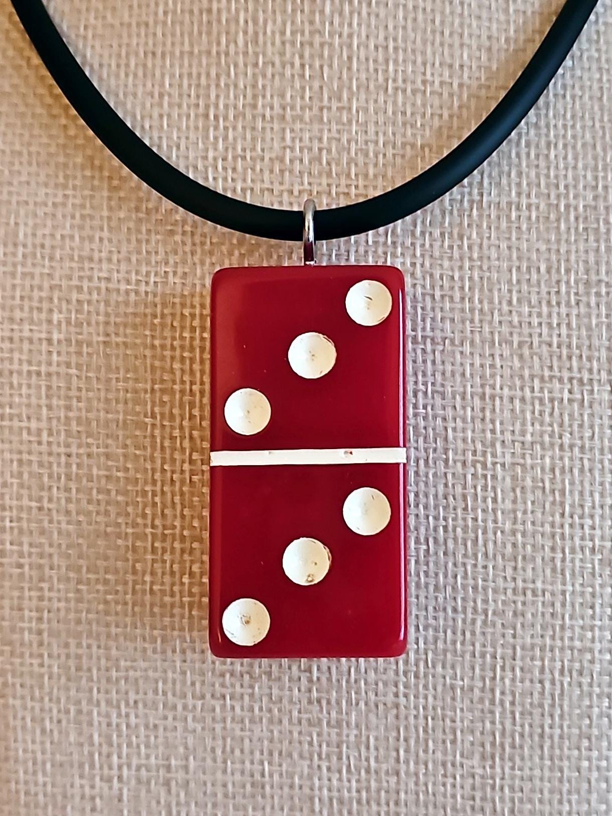 Series 3: Vintage Puremco Domino Necklace, Mid-century, Red, Number 19 of 28