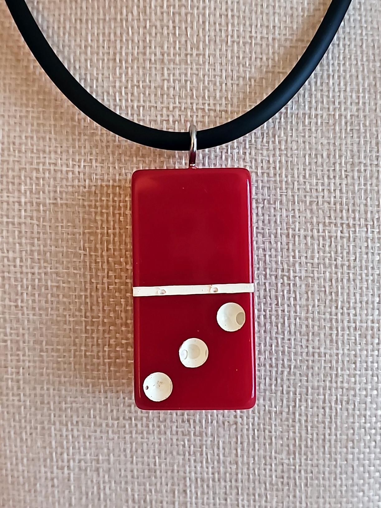 Series 3: Vintage Puremco Domino Necklace, Mid-century, Red, Number 4 of 28