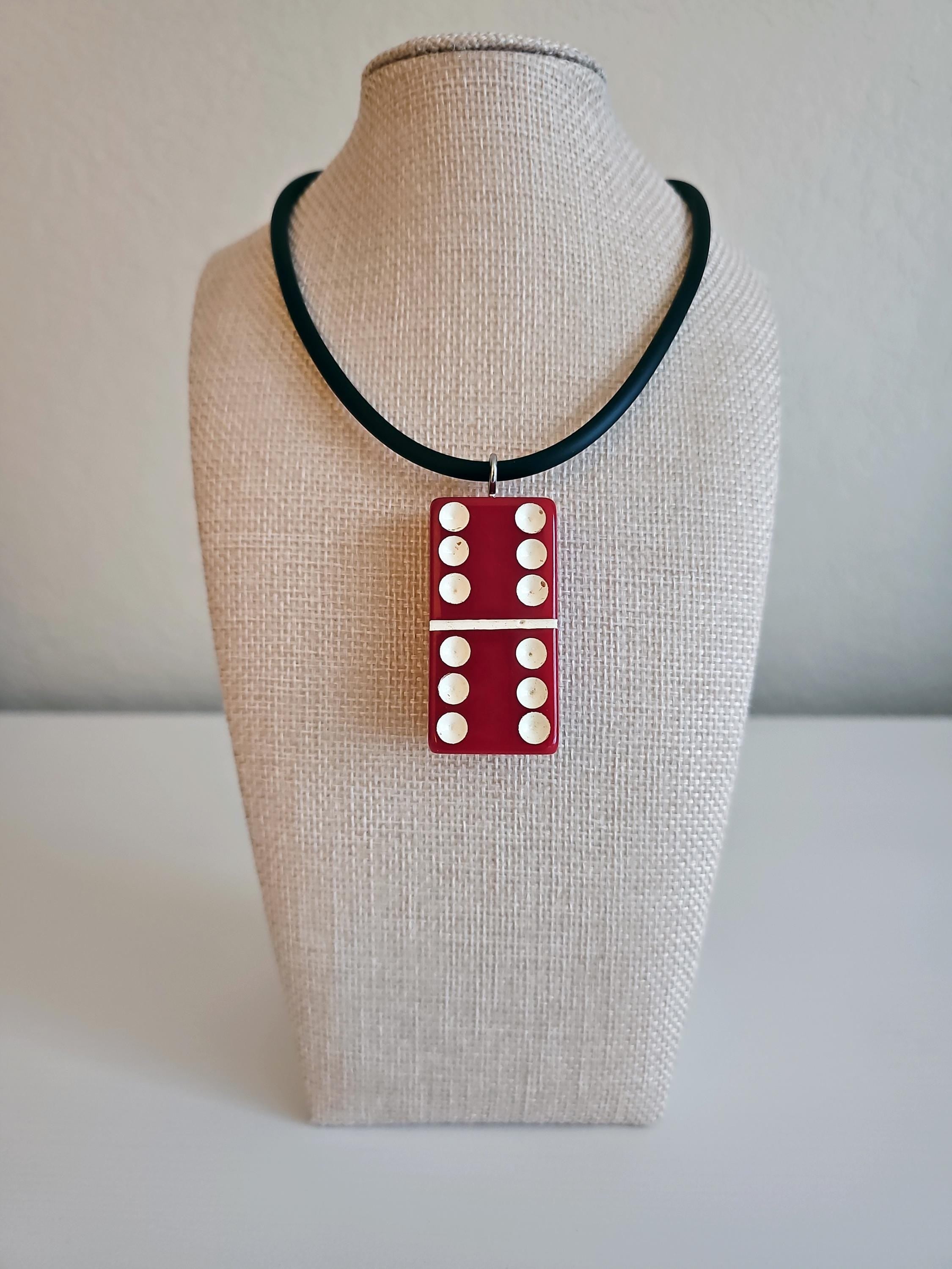 Series 3: Vintage Puremco Domino Necklace, Mid-century, Red, Number 28 of 28