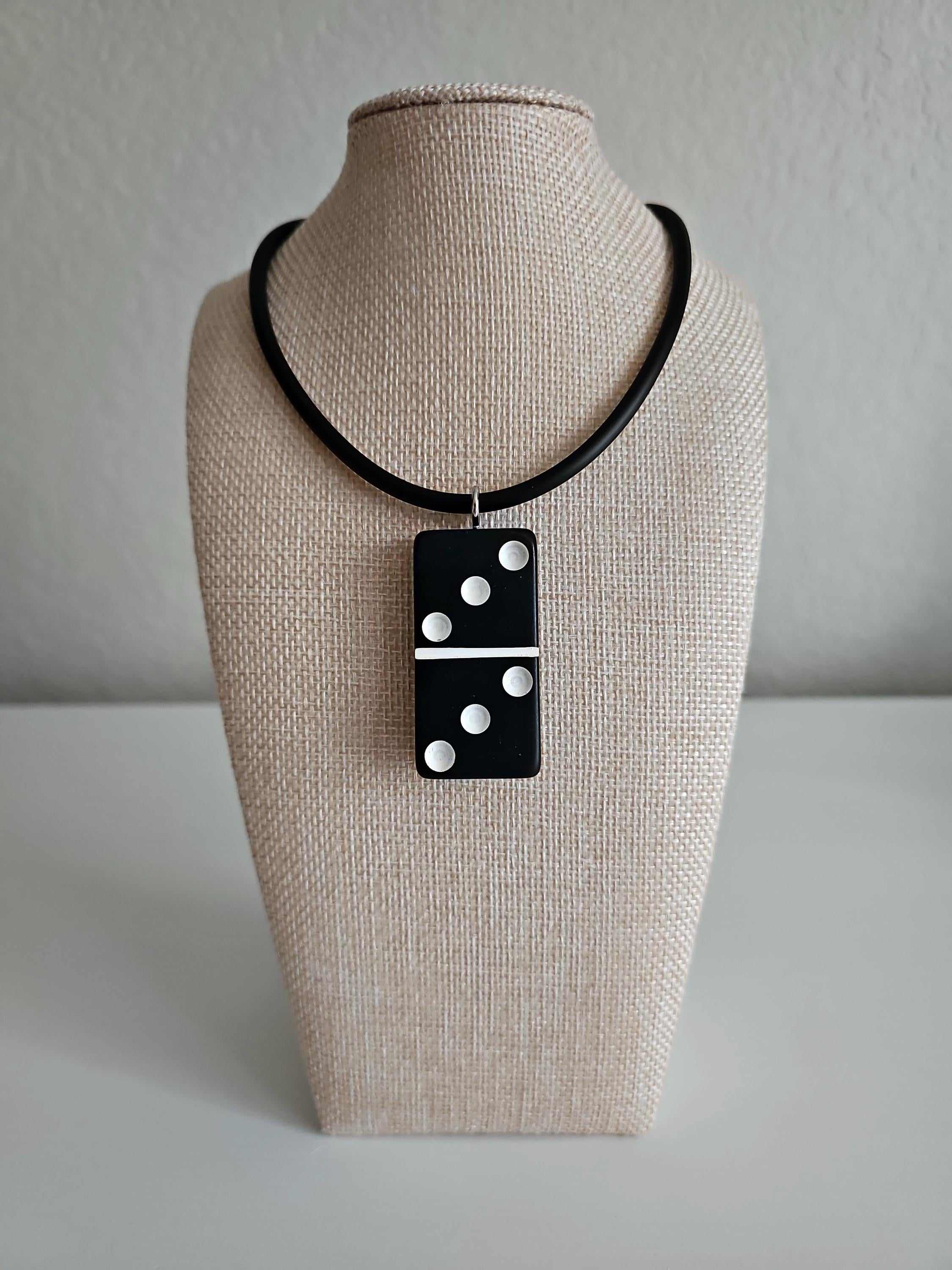 Series 5: Vintage Puremco Domino Necklace, Mid-century, Black, Number 13 of 17