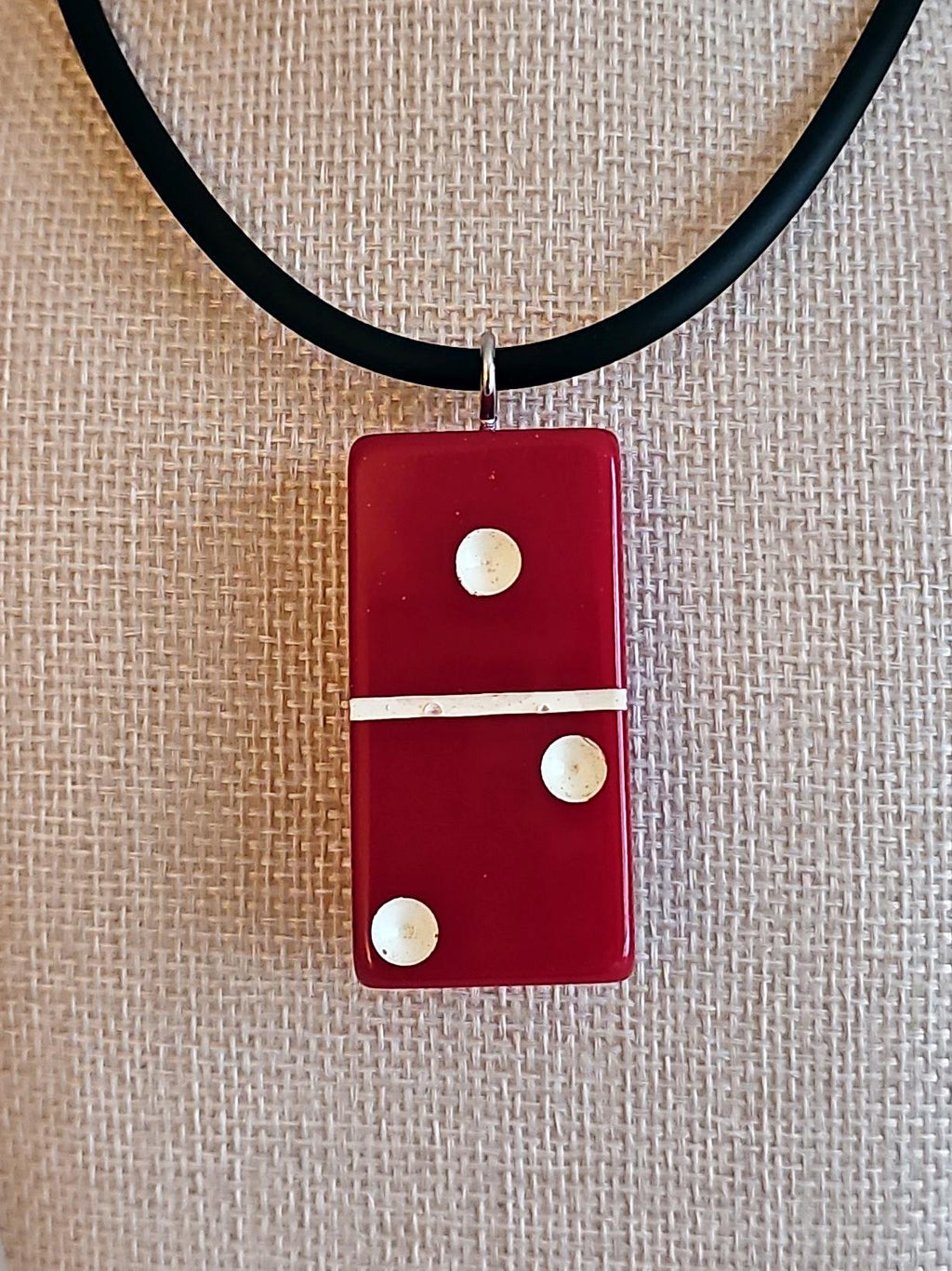 Series 3: Vintage Puremco Domino Necklace, Mid-century, Red, Number 9 of 28