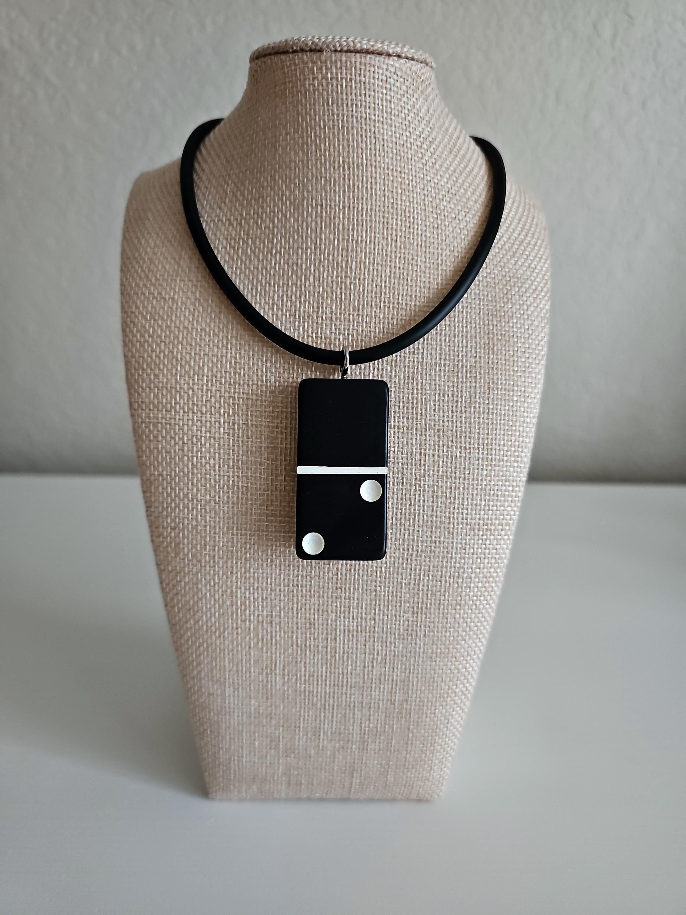 Series 5: Vintage Puremco Domino Necklace, Mid-century, Black, Number 3 of 17