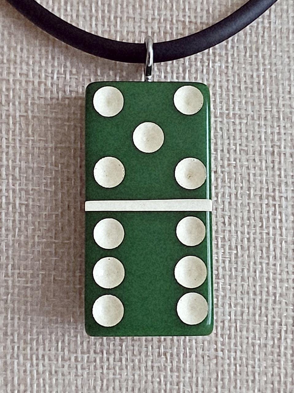 Series 2: Vintage Puremco Domino Necklace, Mid-century, Green, Number 27 of 28