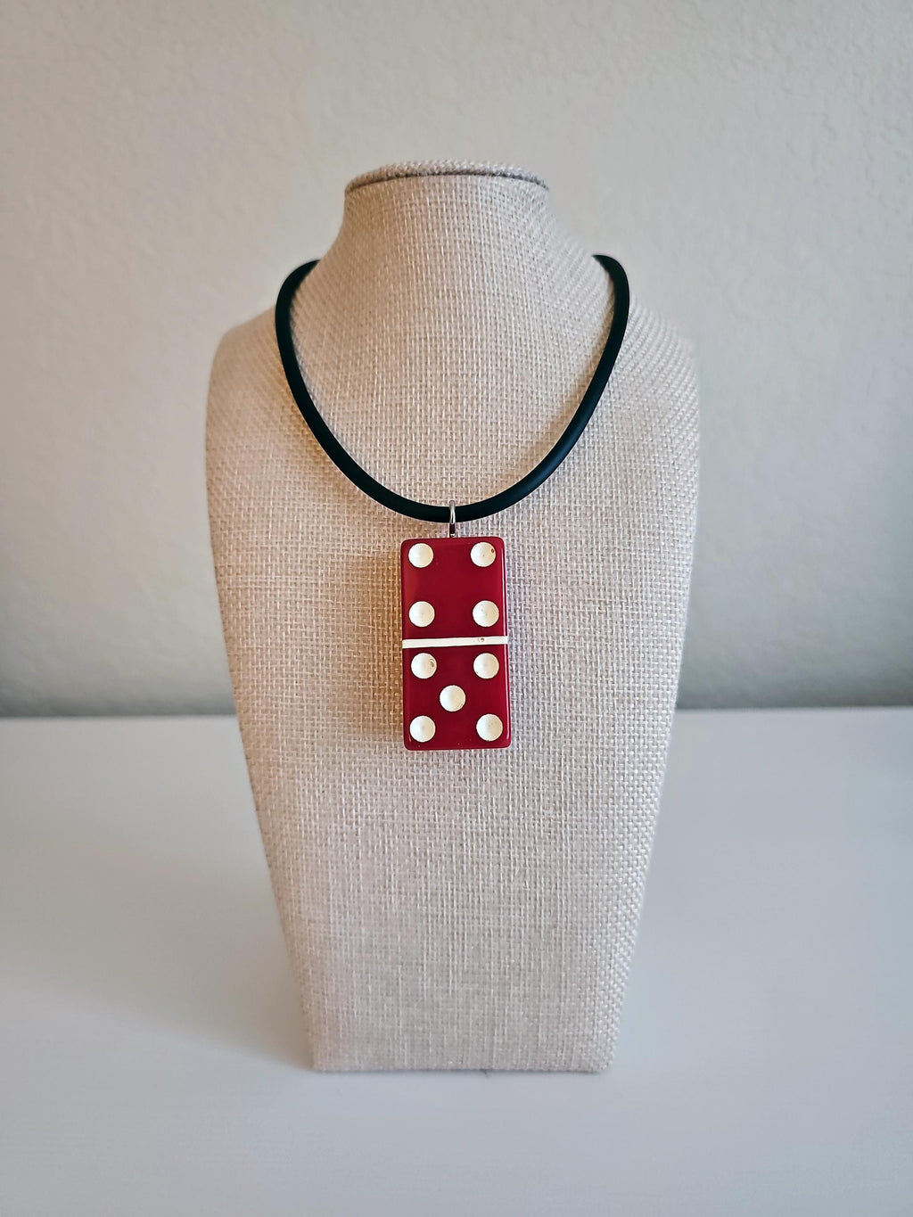 Series 3: Vintage Puremco Domino Necklace, Mid-century, Red, Number 24 of 28