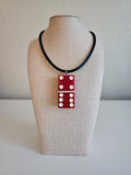 Series 3: Vintage Puremco Domino Necklace, Mid-century, Red, Number 25 of 28