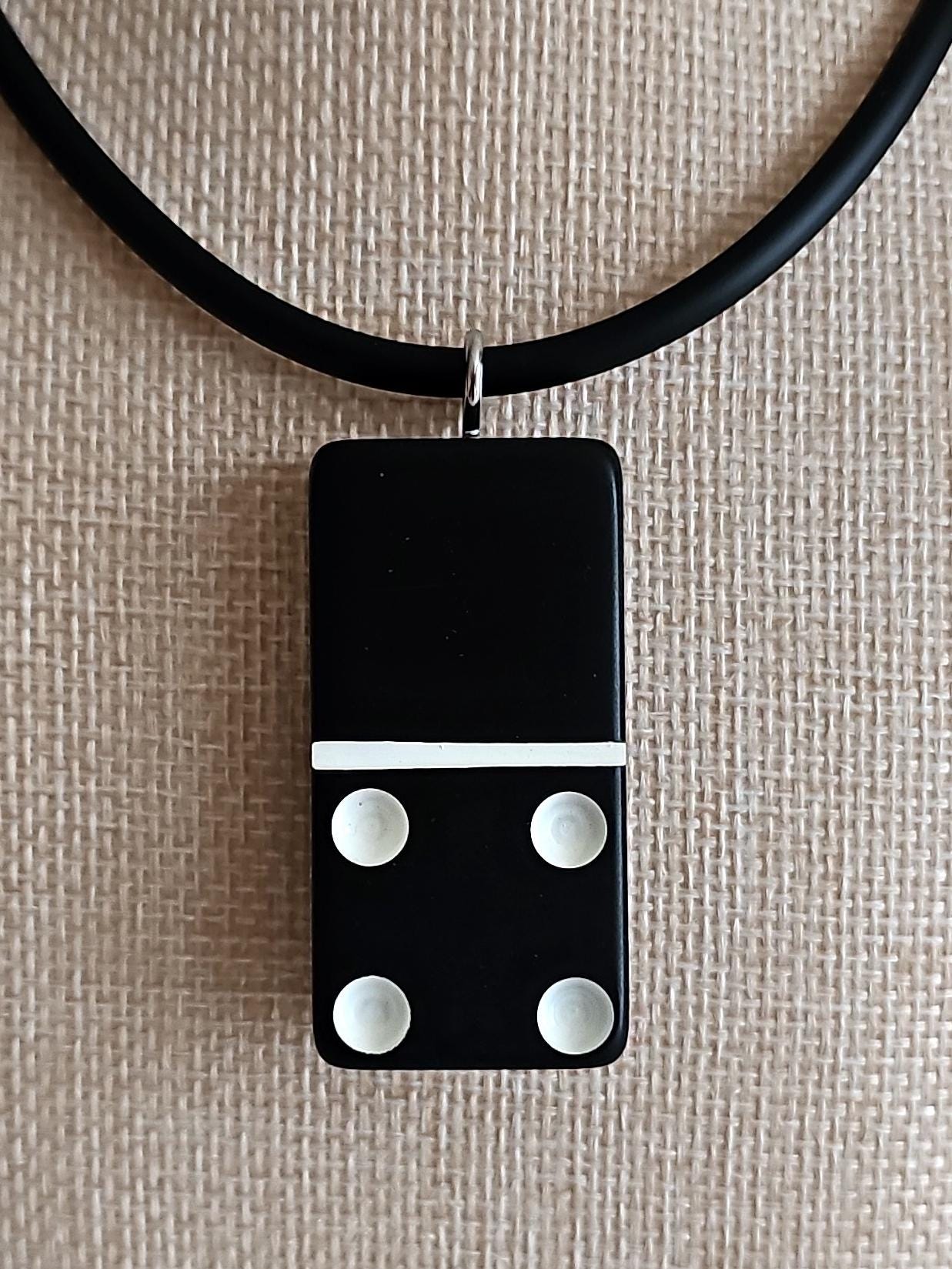 Series 5: Vintage Puremco Domino Necklace, Mid-century, Black, Number 4 of 17