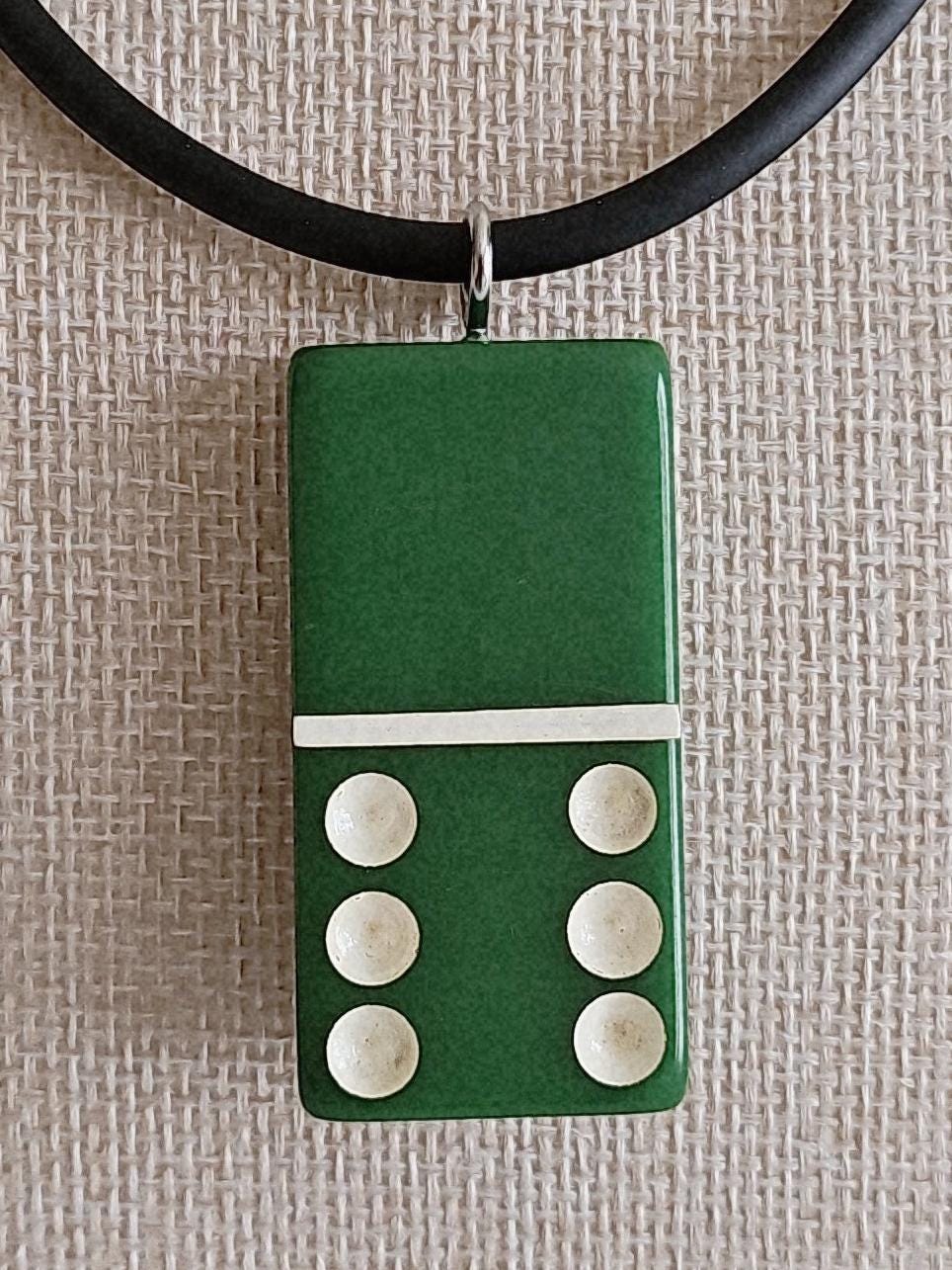 Series 2: Vintage Puremco Domino Necklace, Mid-century, Green, Number 7 of 28