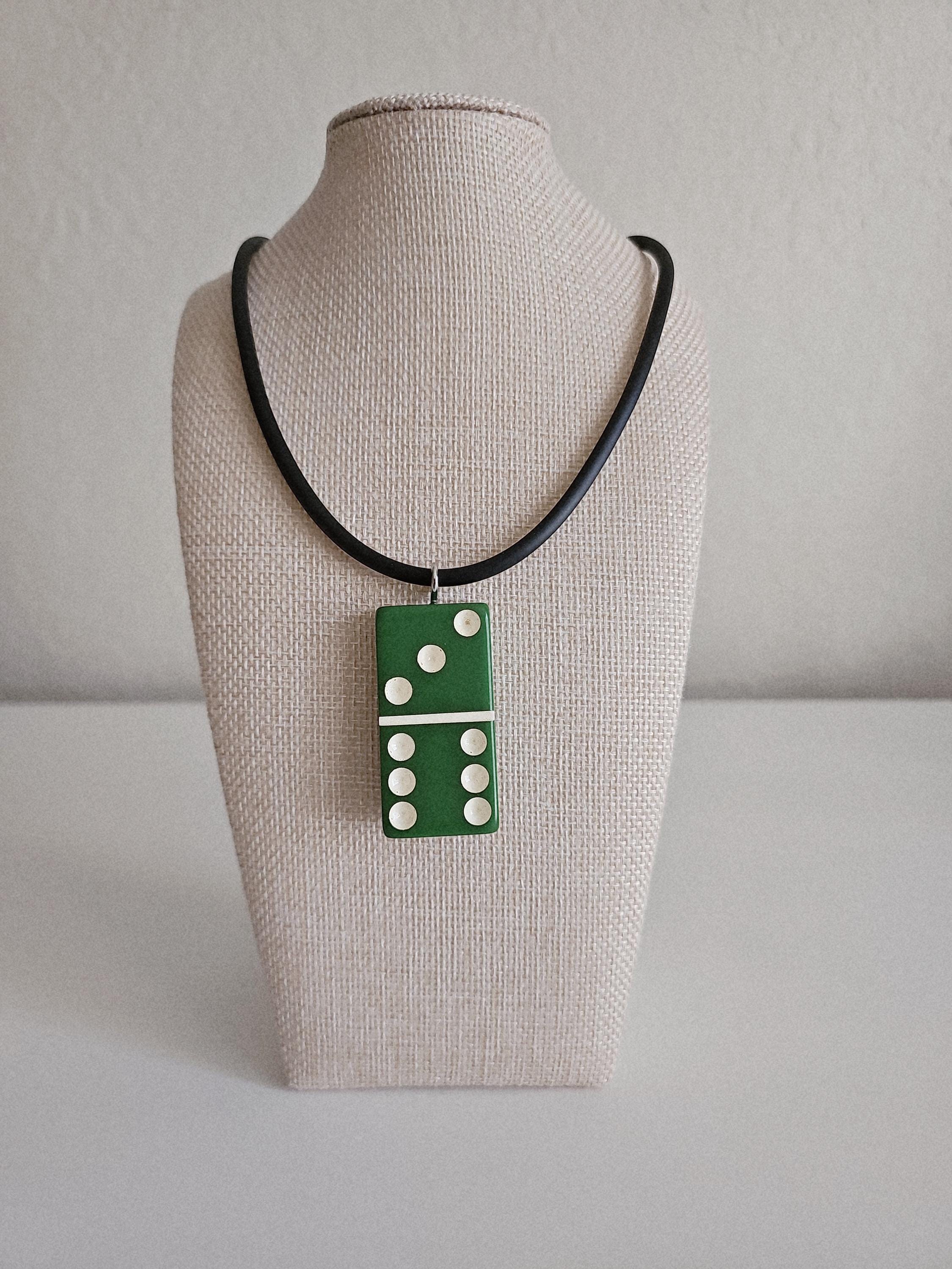 Series 2: Vintage Puremco Domino Necklace, Mid-Century, Green, Number 22 of 28