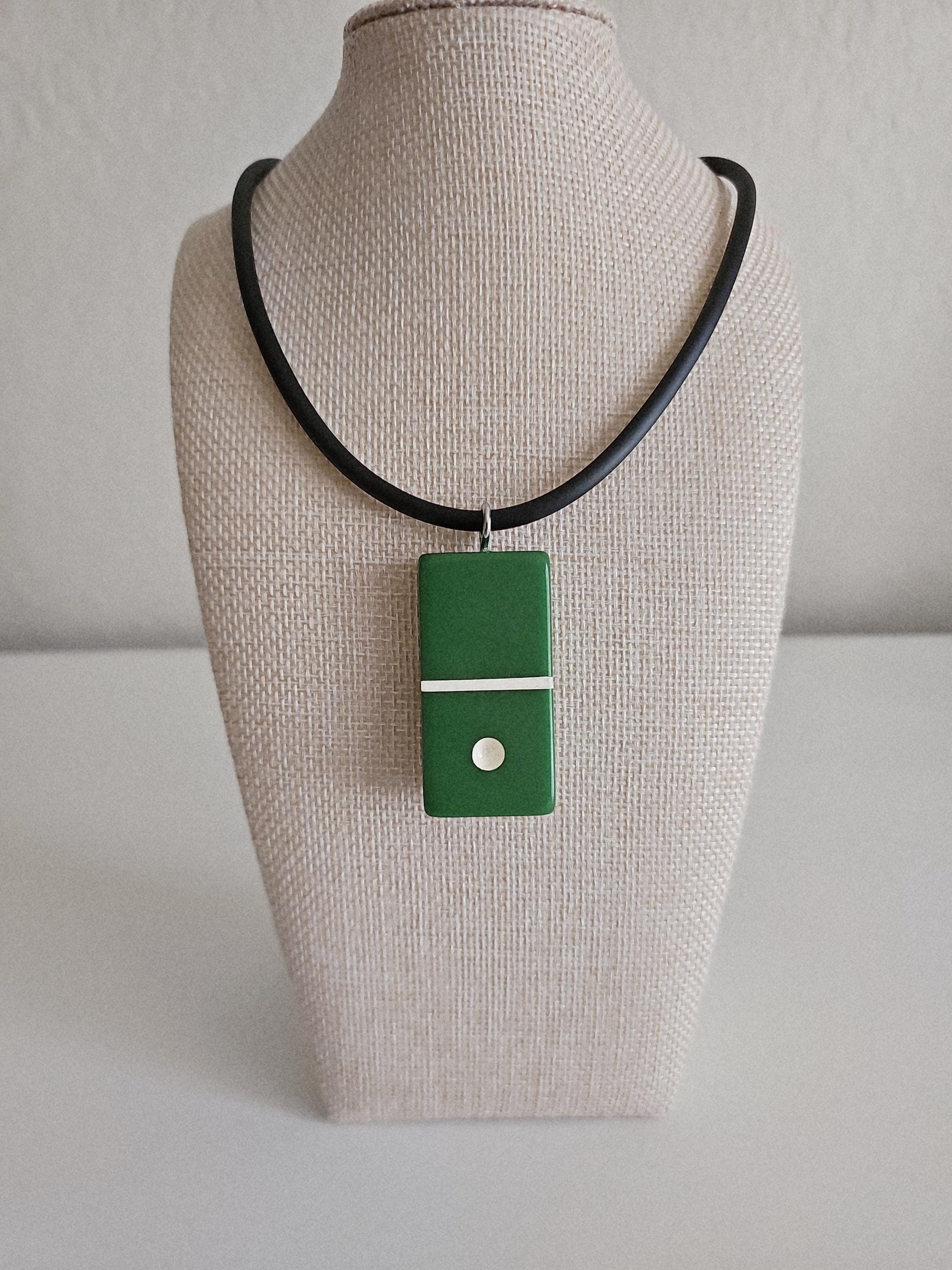 Series 2: Vintage Puremco Domino Necklace, Mid-century, Green, Number 2 of 28