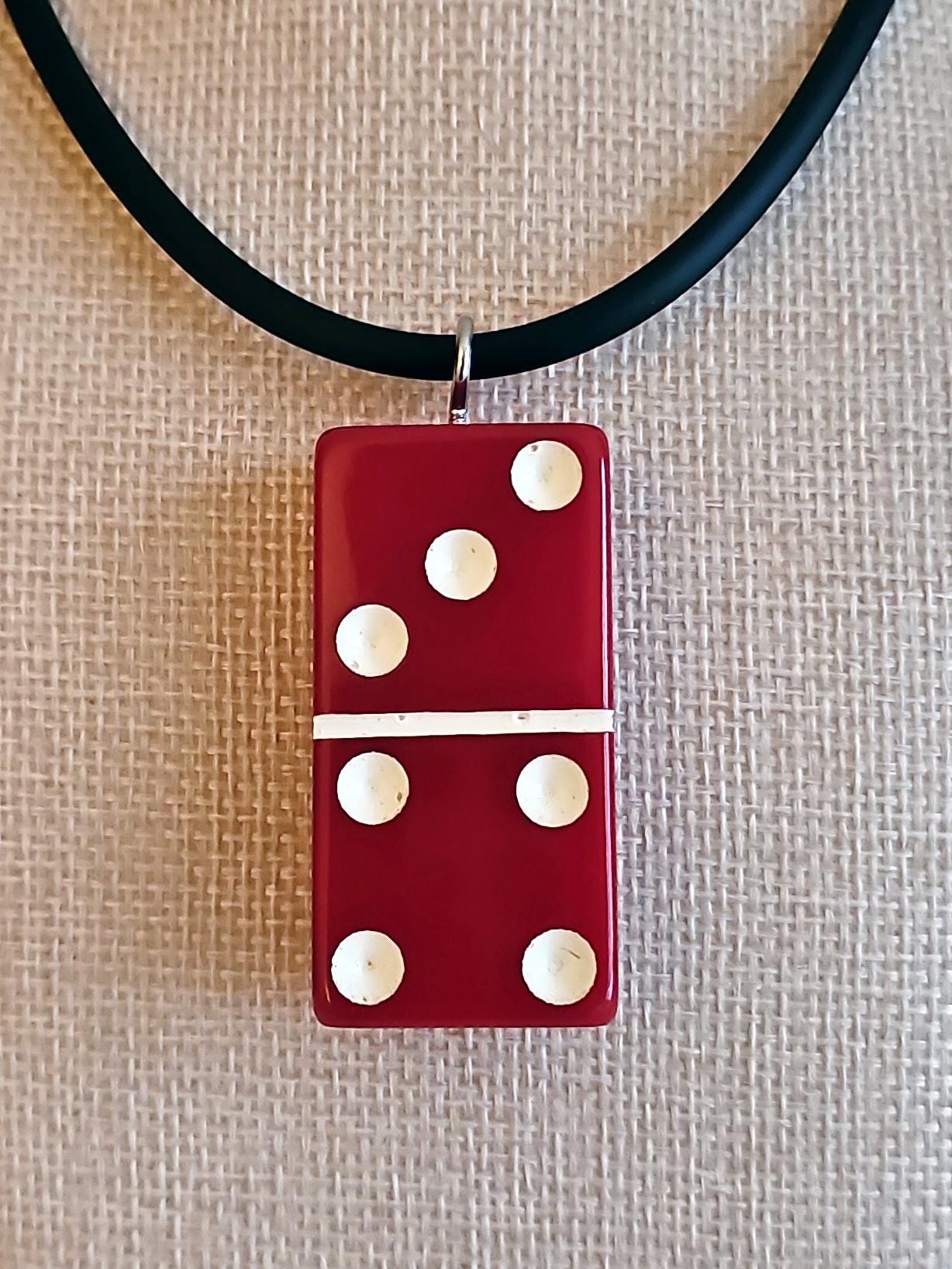 Series 3: Vintage Puremco Domino Necklace, Mid-century, Red, Number 20 of 28