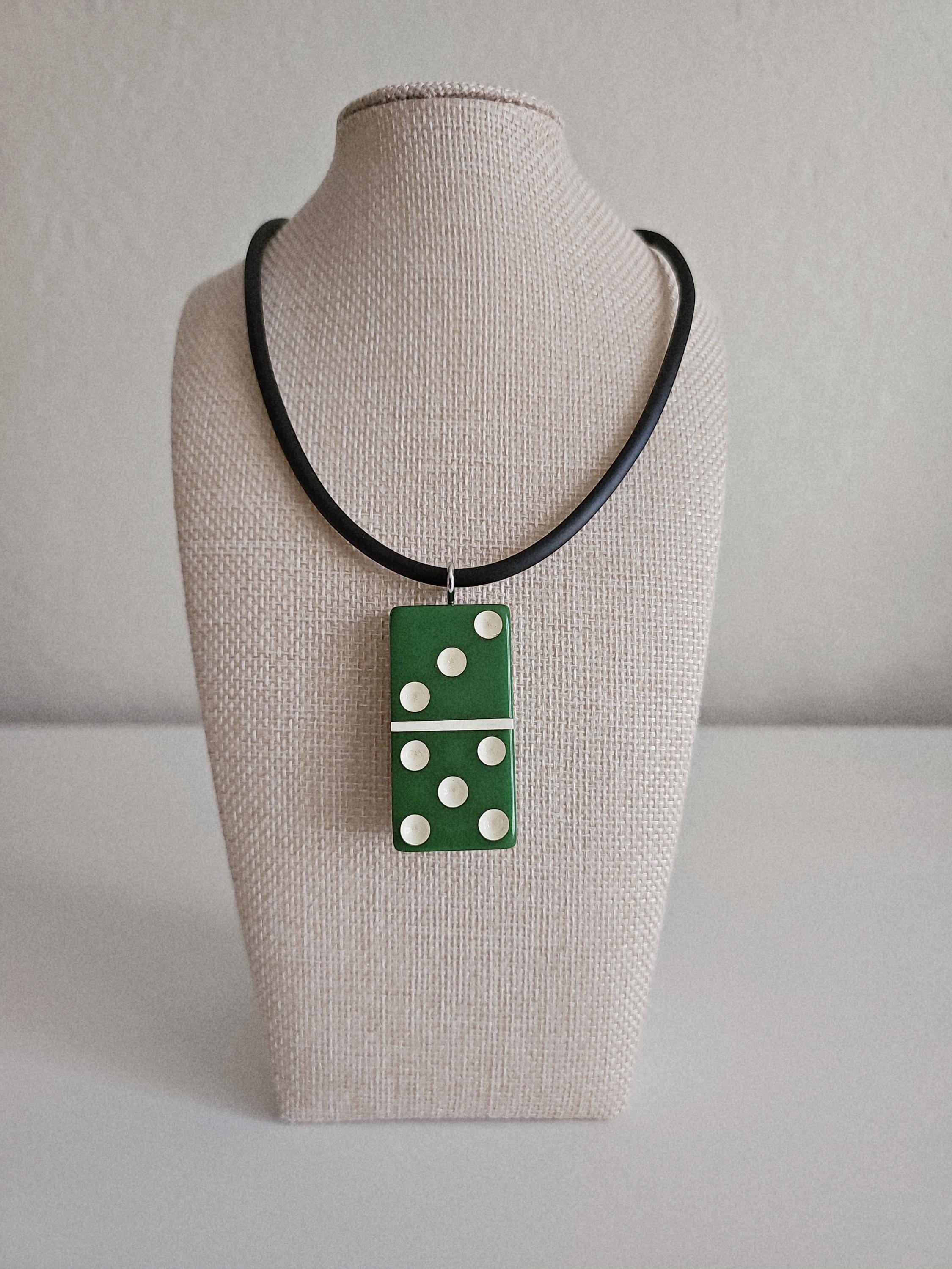 Series 2: Vintage Puremco Domino Necklace, Mid-century, Green, Number 21 of 28