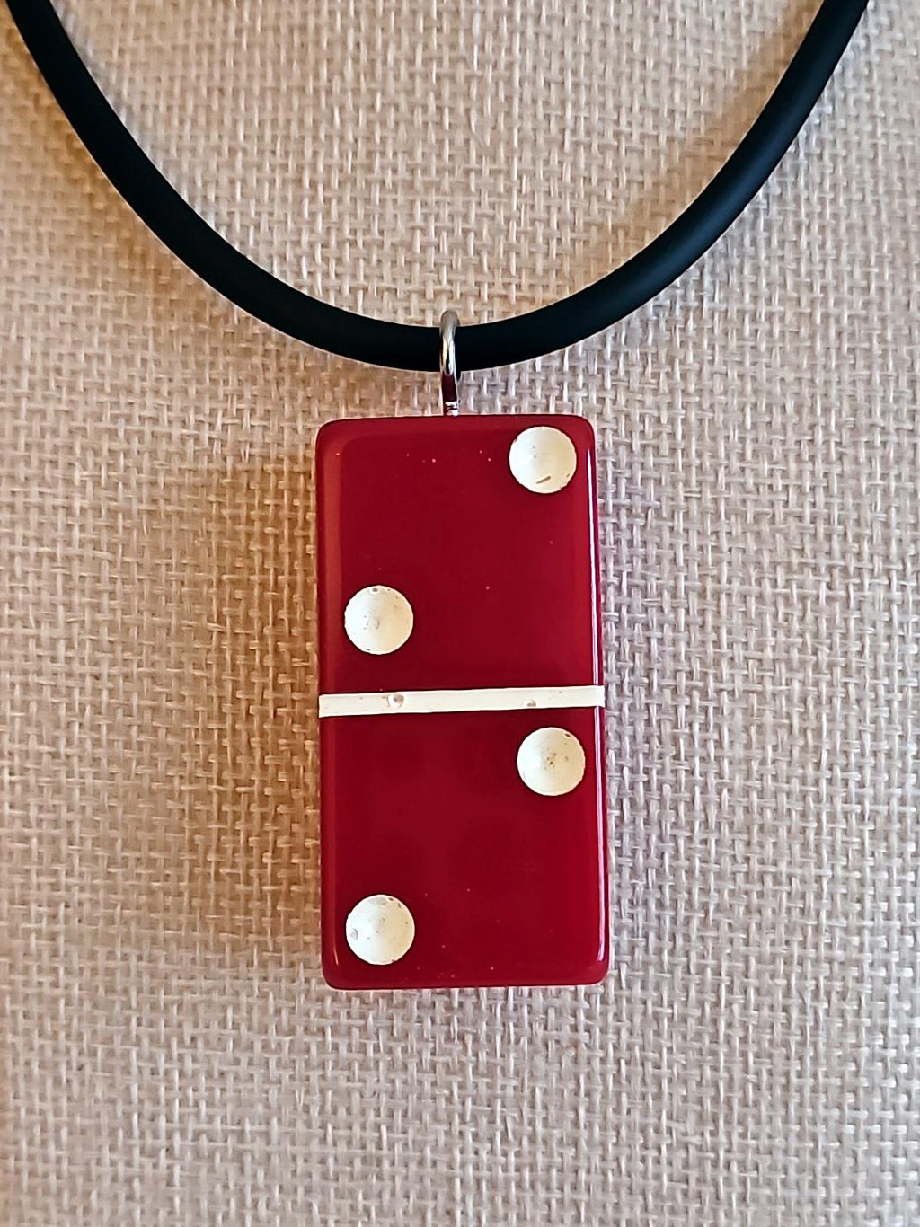 Series 3: Vintage Puremco Domino Necklace, Mid-Century, Red, Number 14 of 28