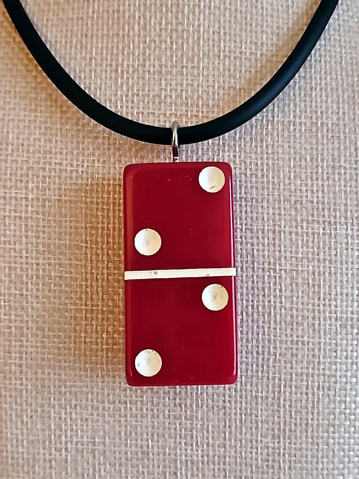 Series 3: Vintage Puremco Domino Necklace, Mid-Century, Red, Number 14 of 28