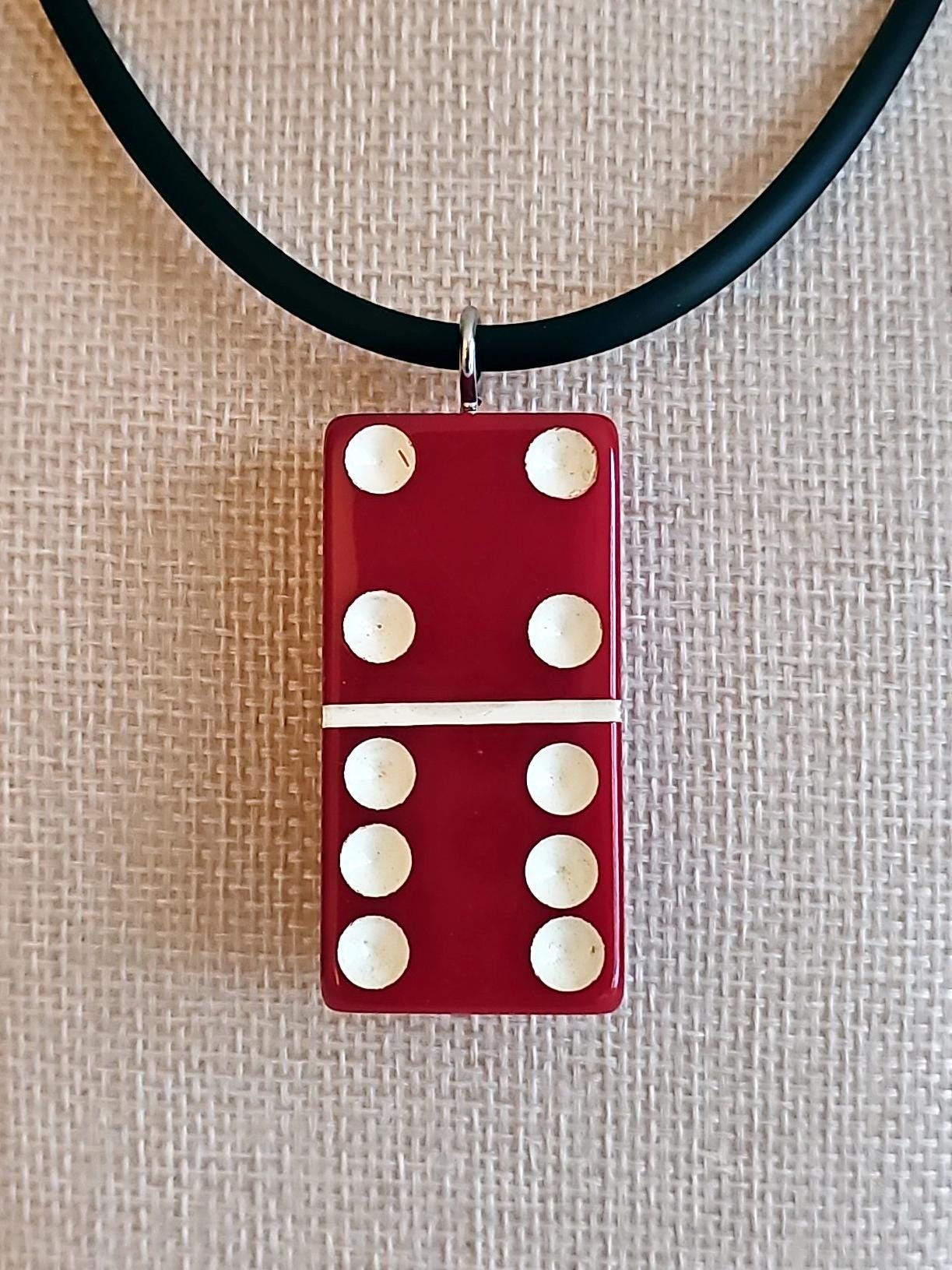 Series 3: Vintage Puremco Domino Necklace, Mid-century, Red, Number 25 of 28