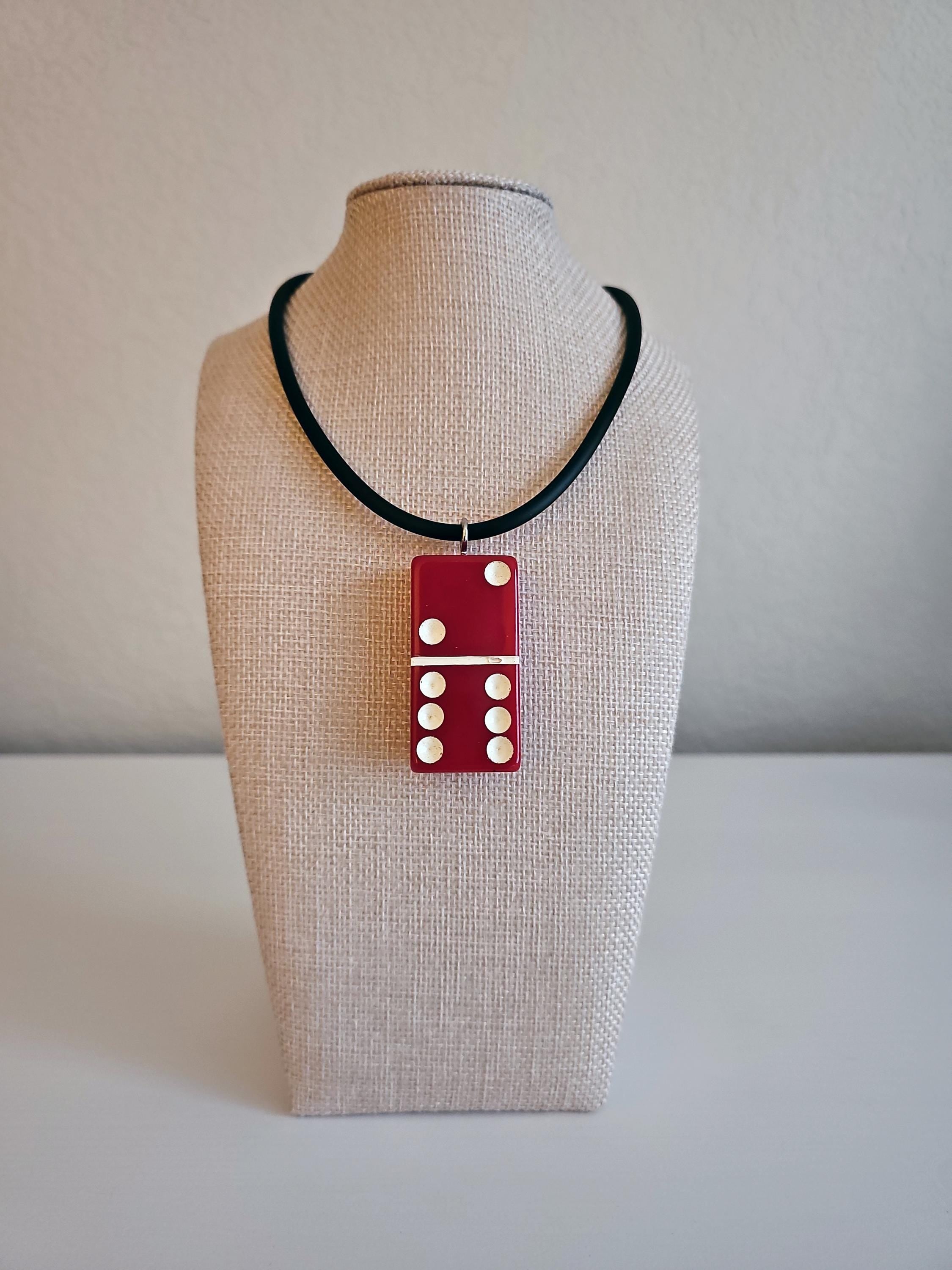 Series 3: Vintage Puremco Domino Necklace, Mid-century, Red, Number 18 of 28