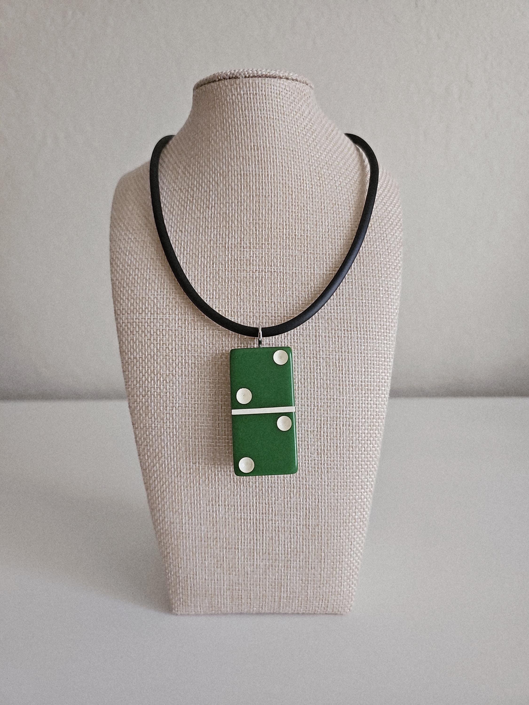 Series 2: Vintage Puremco Domino Necklace, Mid-century, Green, Number 14 of 28