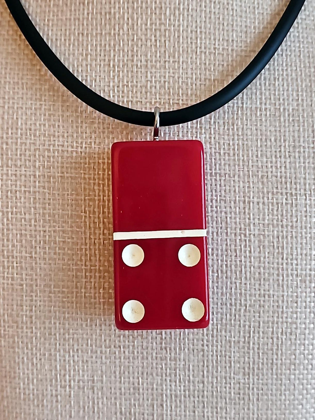 Series 3: Vintage Puremco Domino Necklace, Mid-century, Red, Number 5 of 28