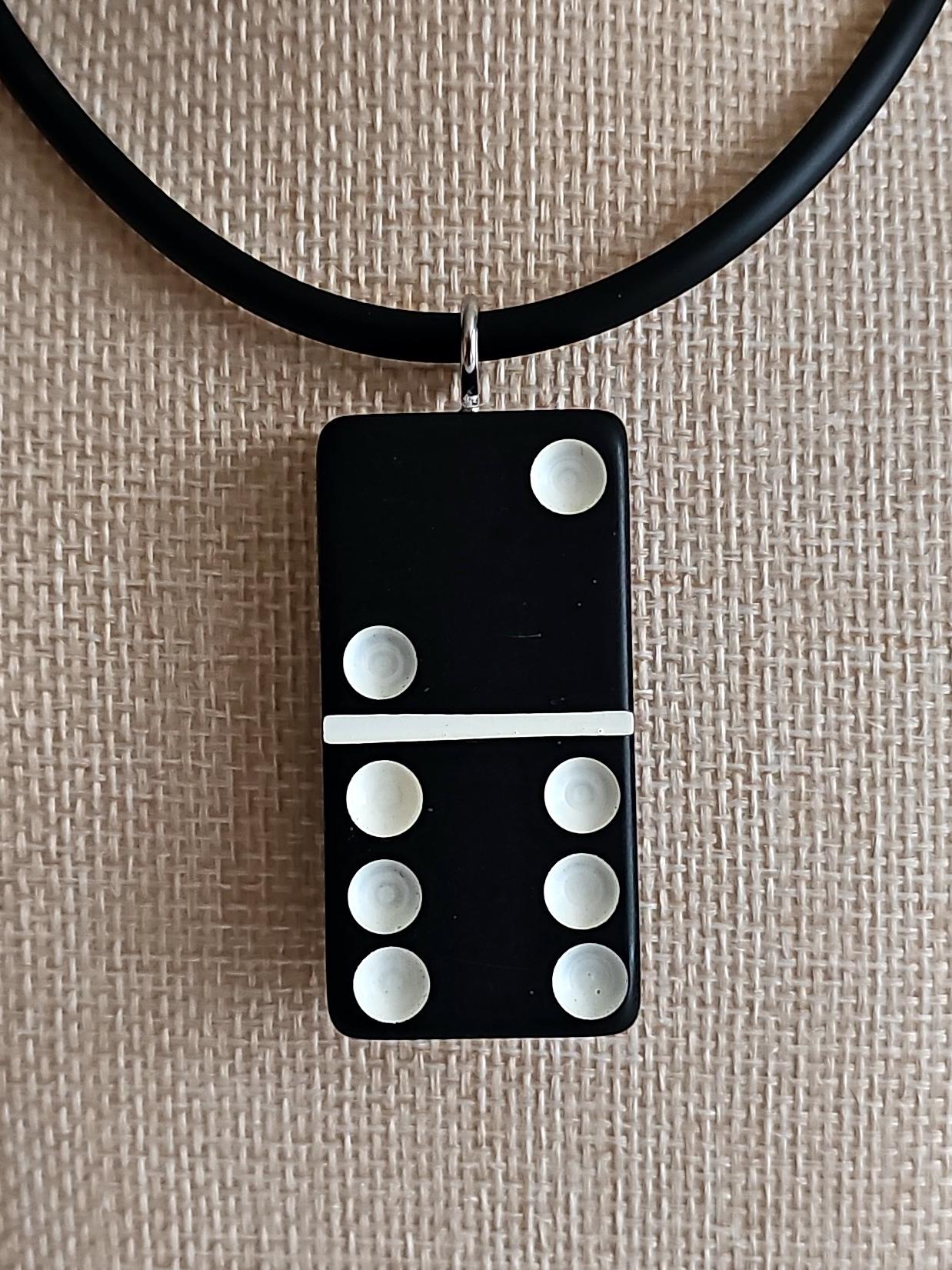 Series 5: Vintage Puremco Domino Necklace, Mid-century, Black, Number 12 of 17