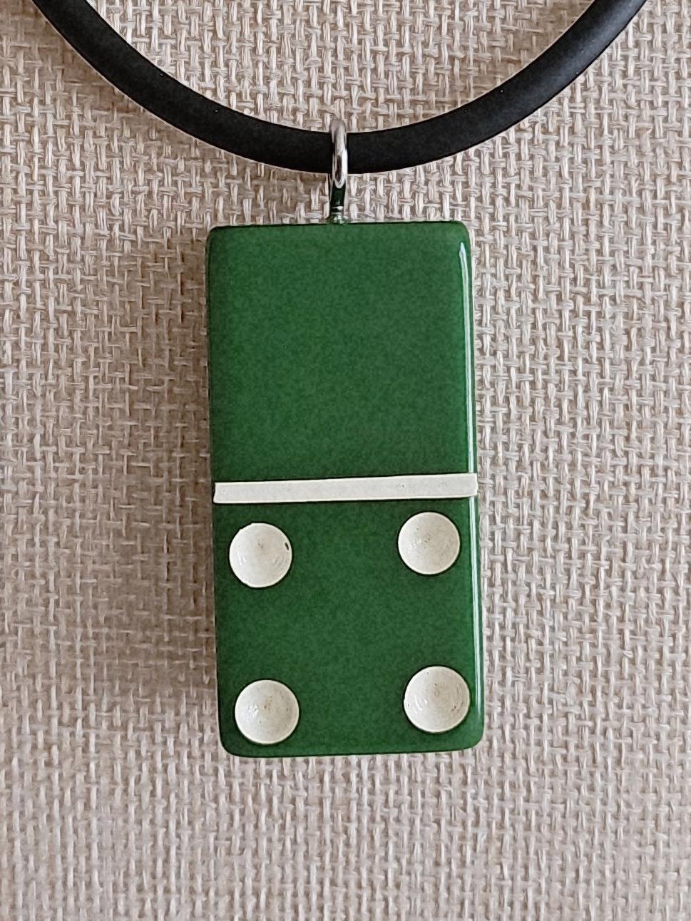 Series 2: Vintage Puremco Domino Necklace, Mid-century, Green, Number 5 of 28