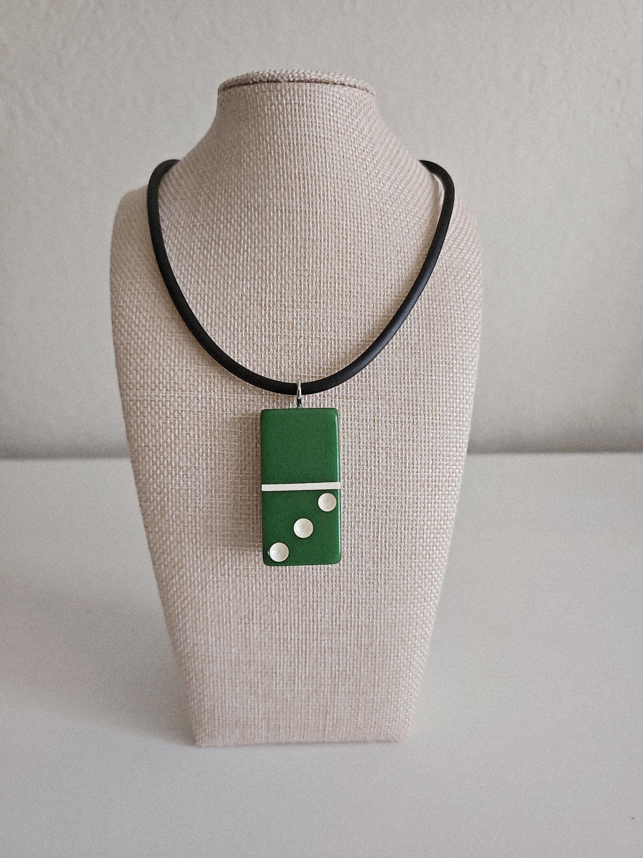 Series 2: Vintage Puremco Domino Necklace, Mid-century, Green, Number 4 of 28